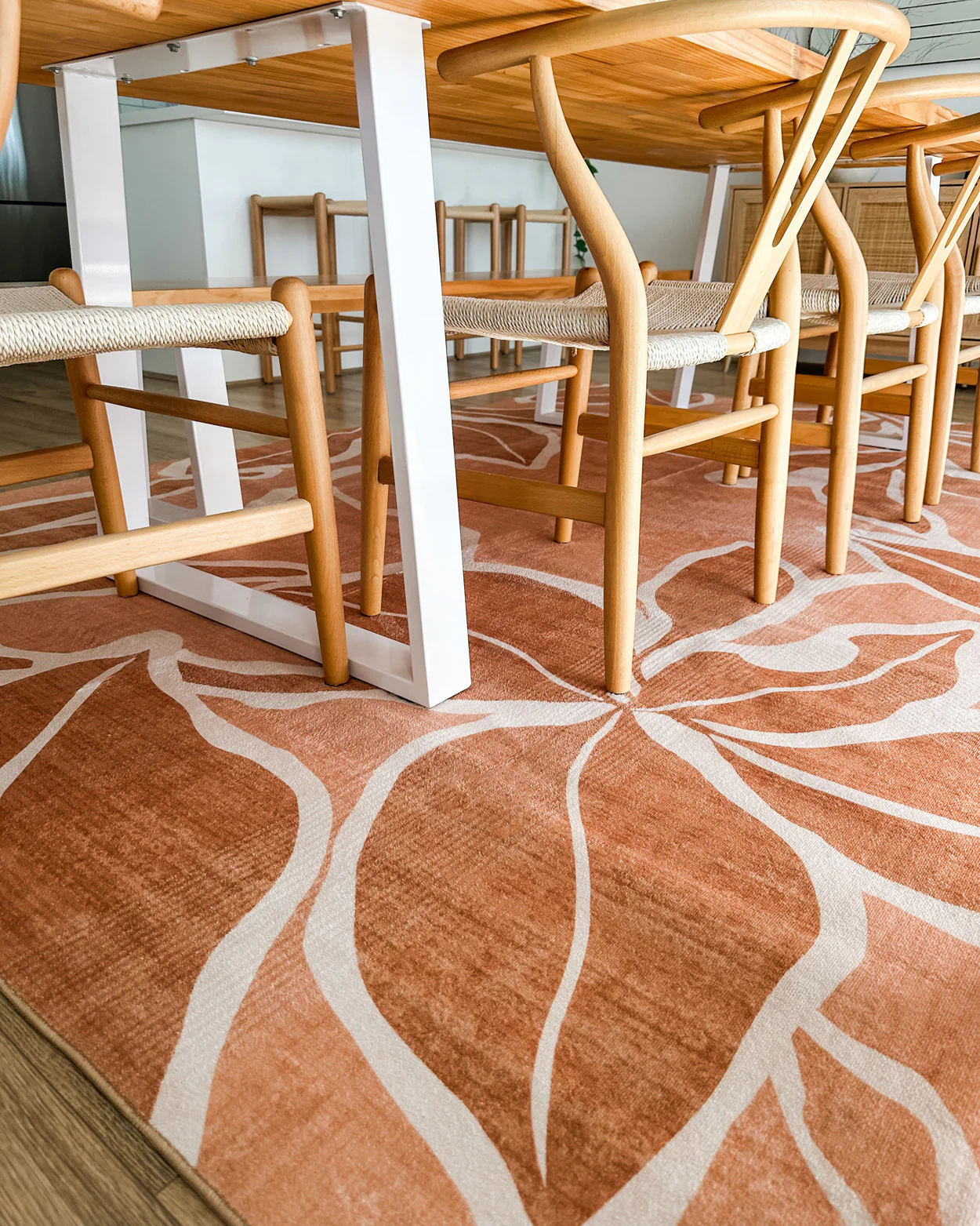 Aadita Pink and Peach Botanical Washable Rug - Image 4