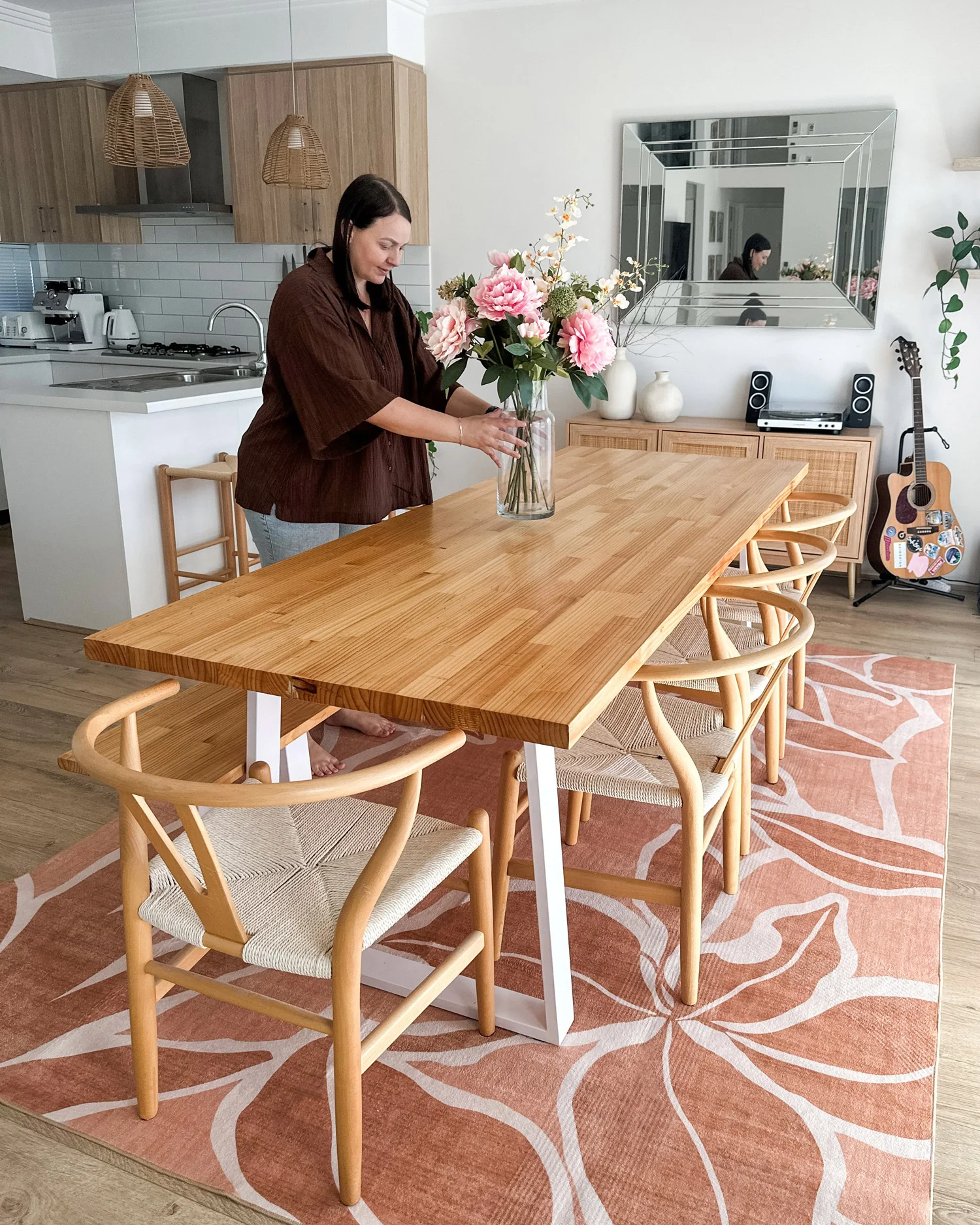 Aadita Pink and Peach Botanical Washable Rug - Image 5