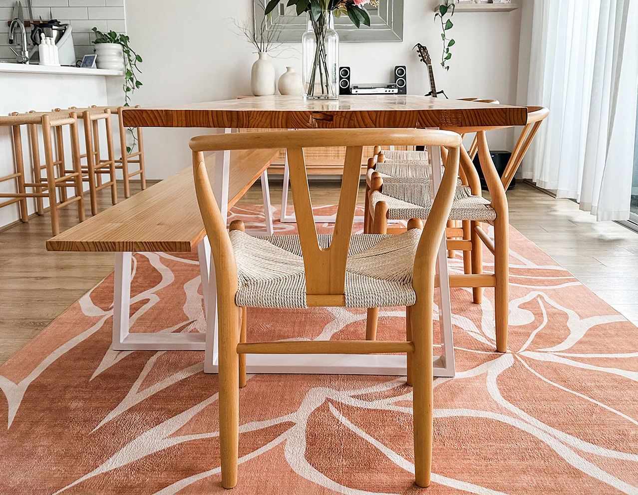 Aadita Pink and Peach Botanical Washable Rug - Image 6