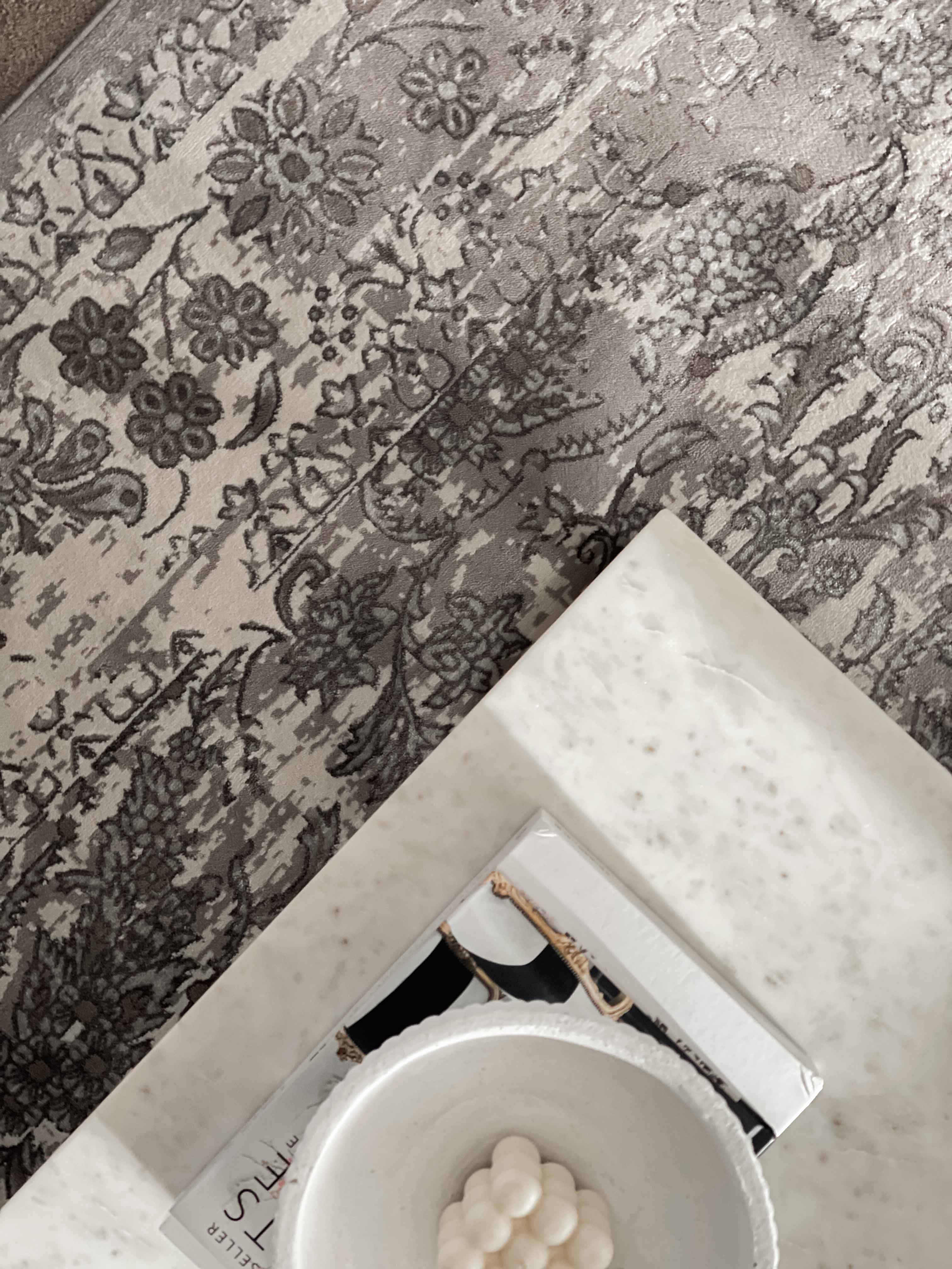 Aaerin Charcoal Grey And Ivory Traditional Distressed Rug - Image 8