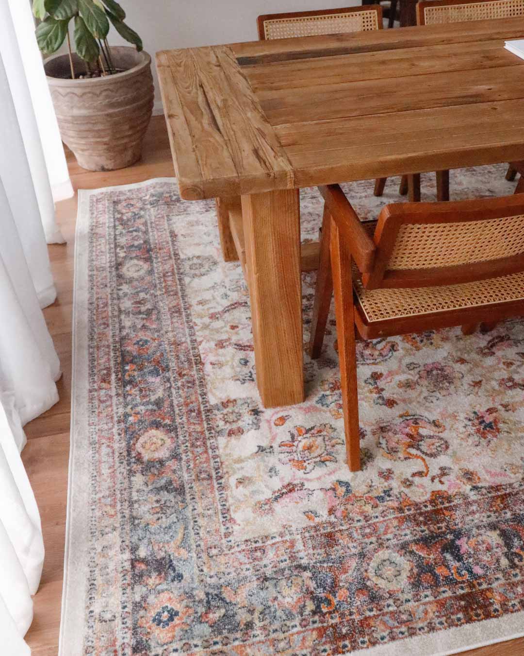 Addison Cream and Purple Multi-Colour Distressed Rug - Image 2