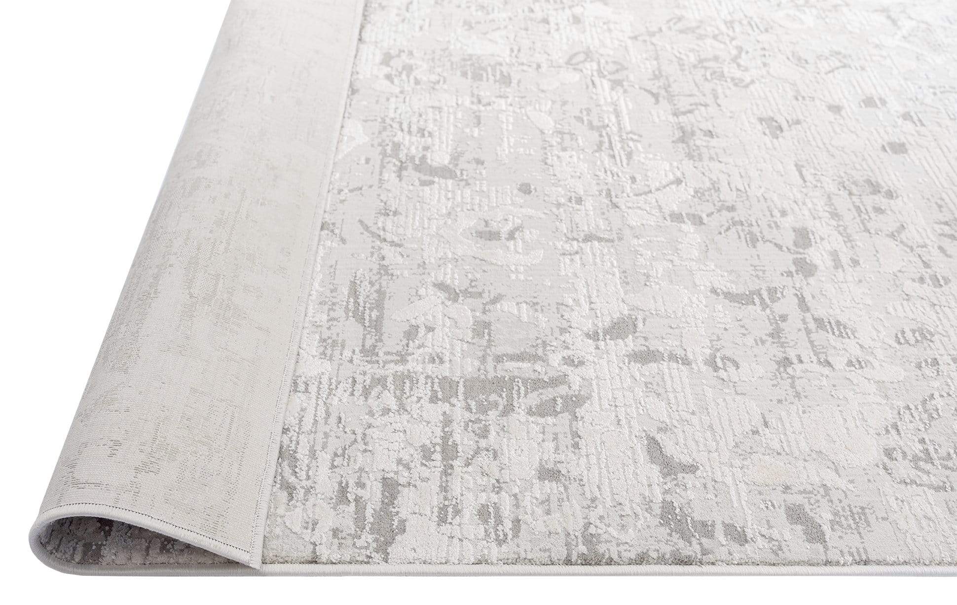 Adela Grey and Ivory Distressed Floral Rug - Image 8