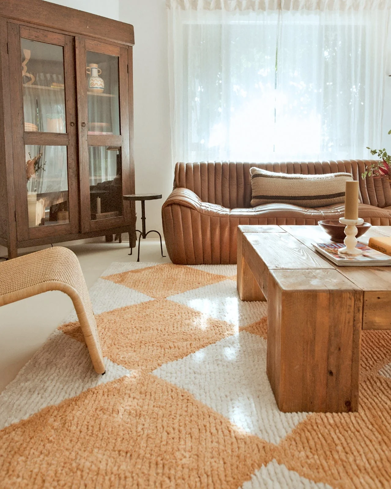 Agatha Ivory and Yellow Checkered Rug - Image 2