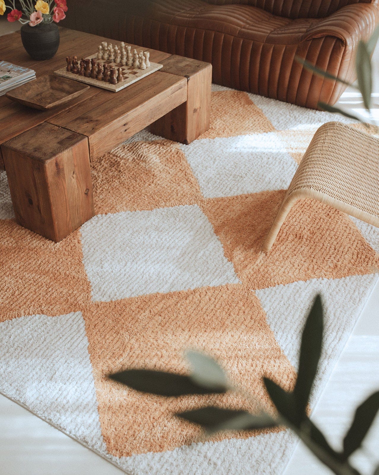 Agatha Ivory and Yellow Checkered Rug - Image 7