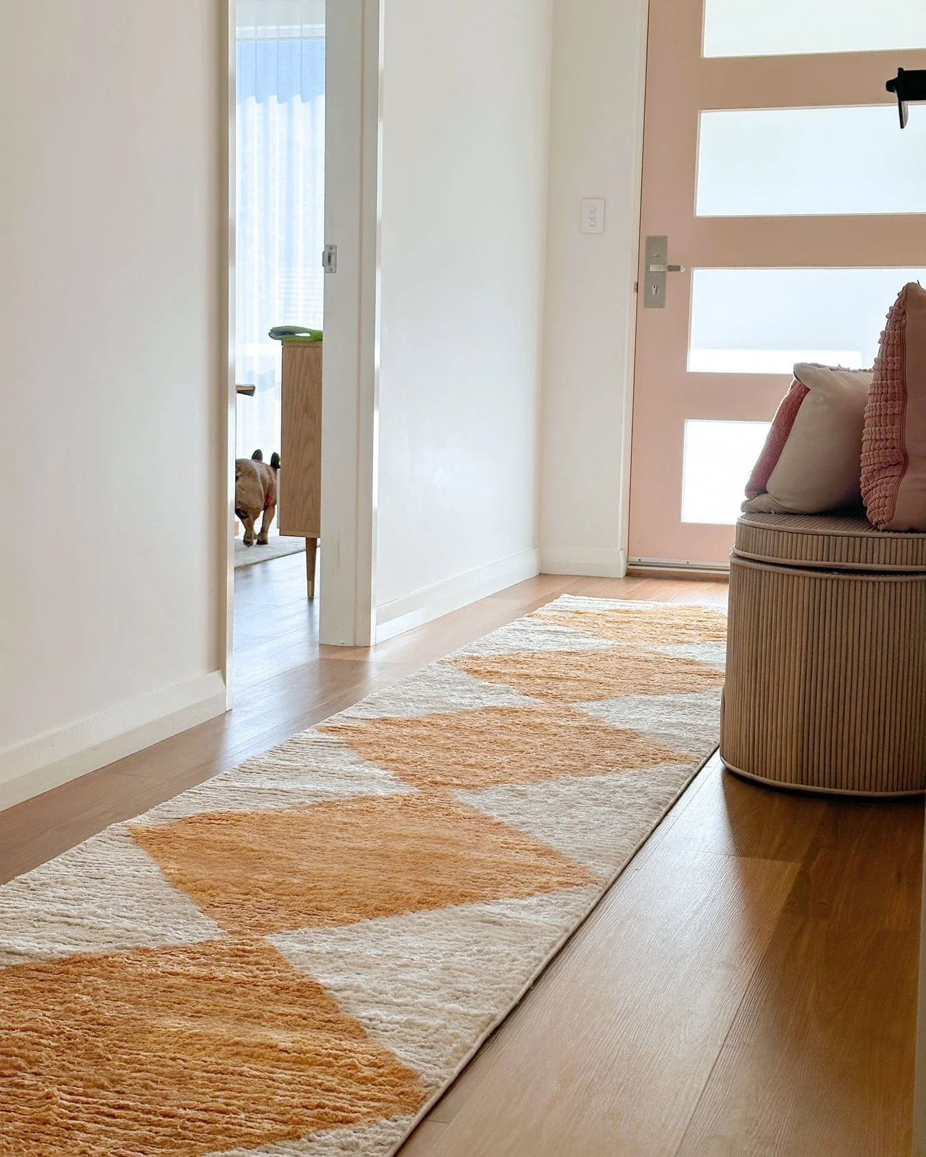 Agatha Ivory and Yellow Checkered Runner Rug - Image 5