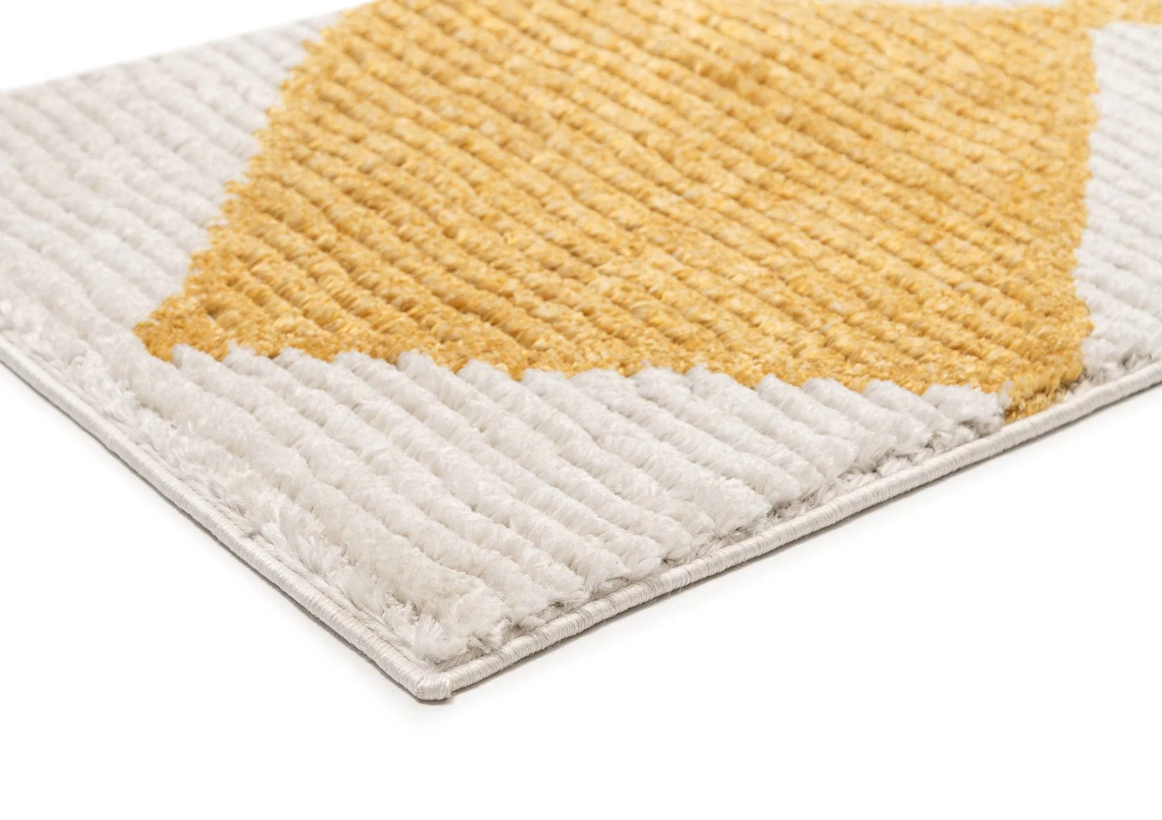 Agatha Ivory and Yellow Checkered Runner Rug - Image 6