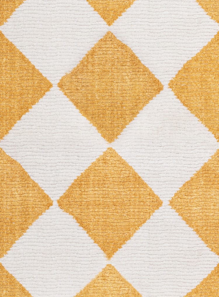 Agatha Ivory and Yellow Checkered Runner Rug - Image 9