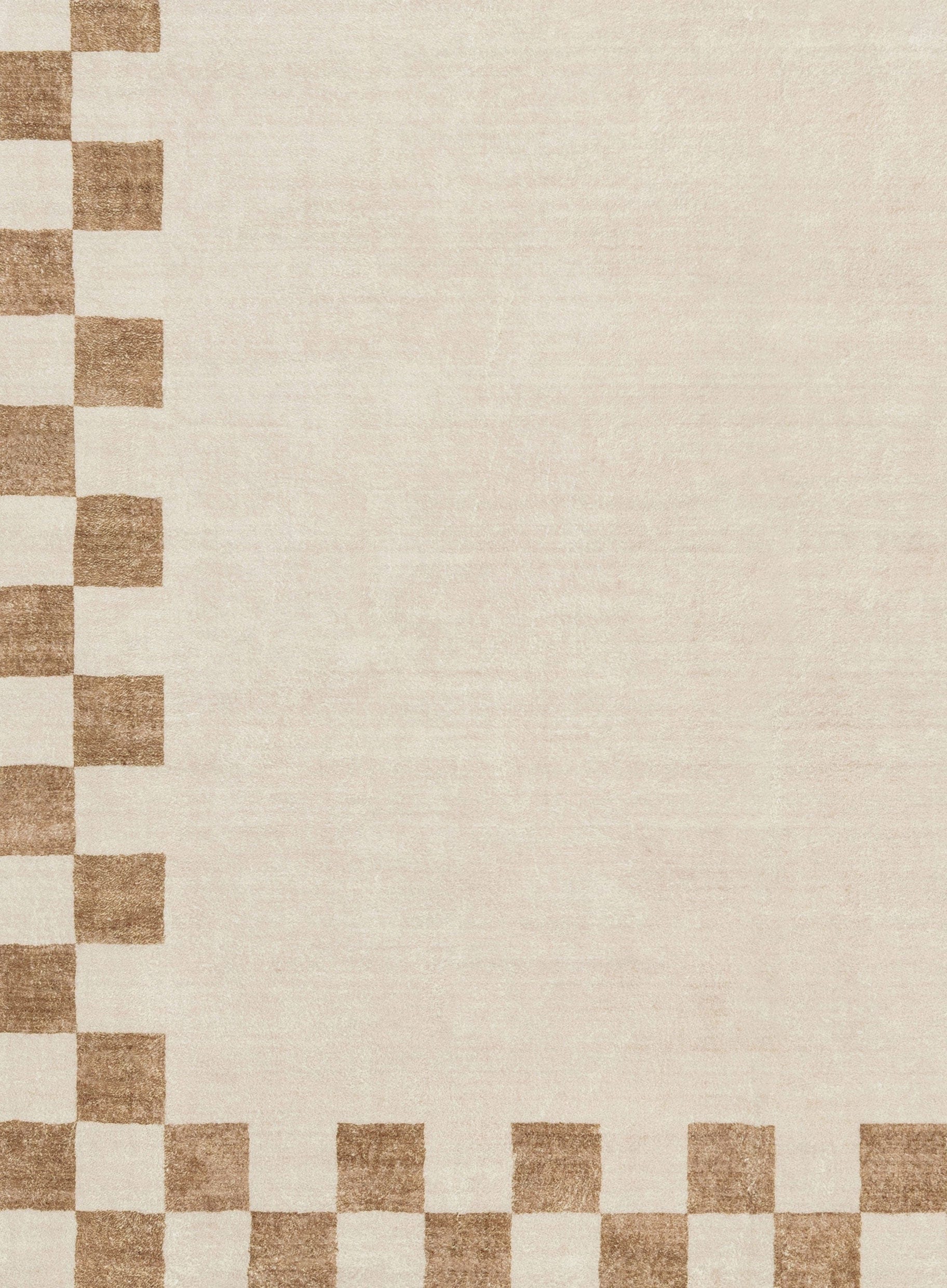 Aiday Beige Checkered Border Washable Rug - Image 11