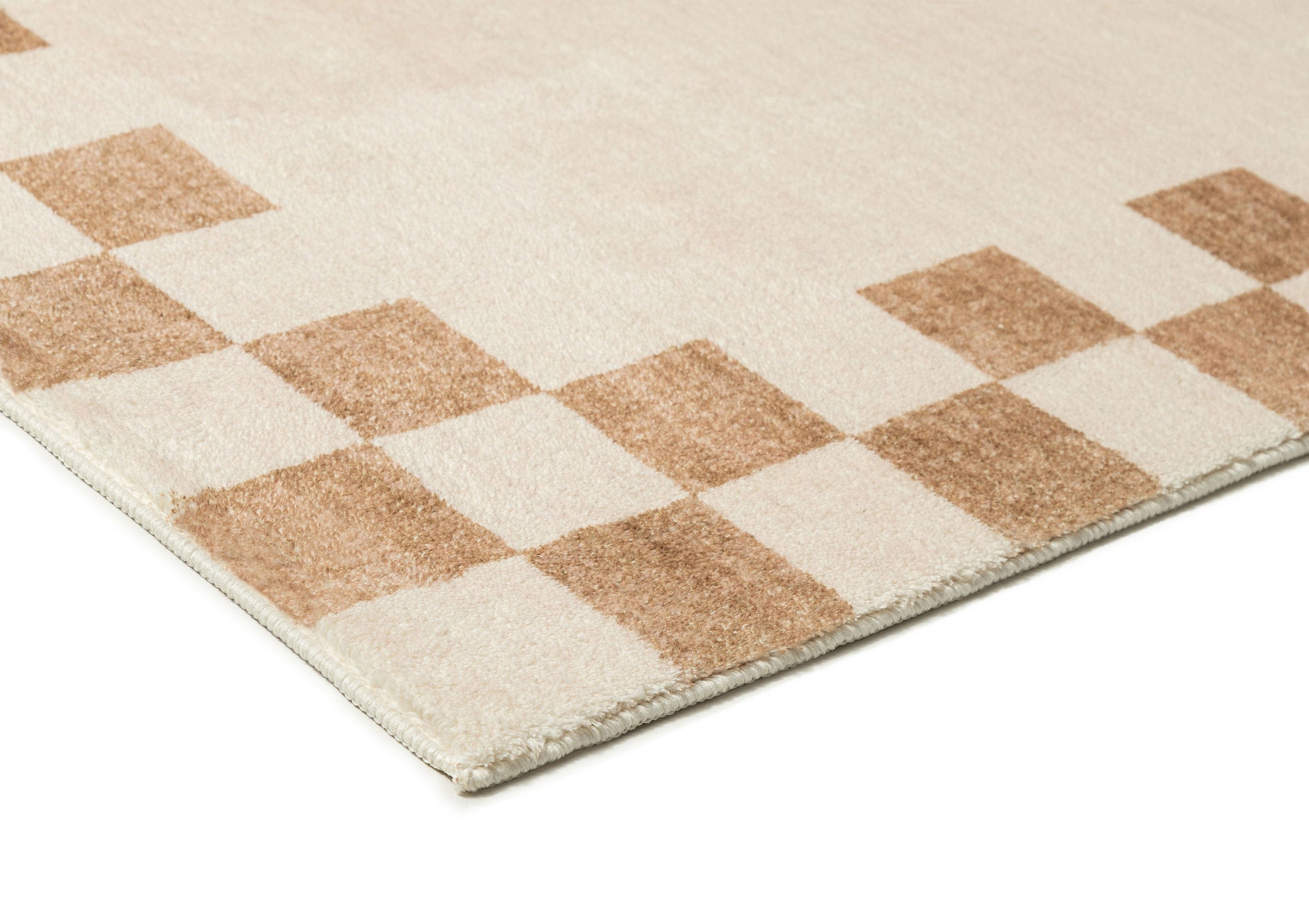 Aiday Beige Checkered Border Washable Rug - Image 7