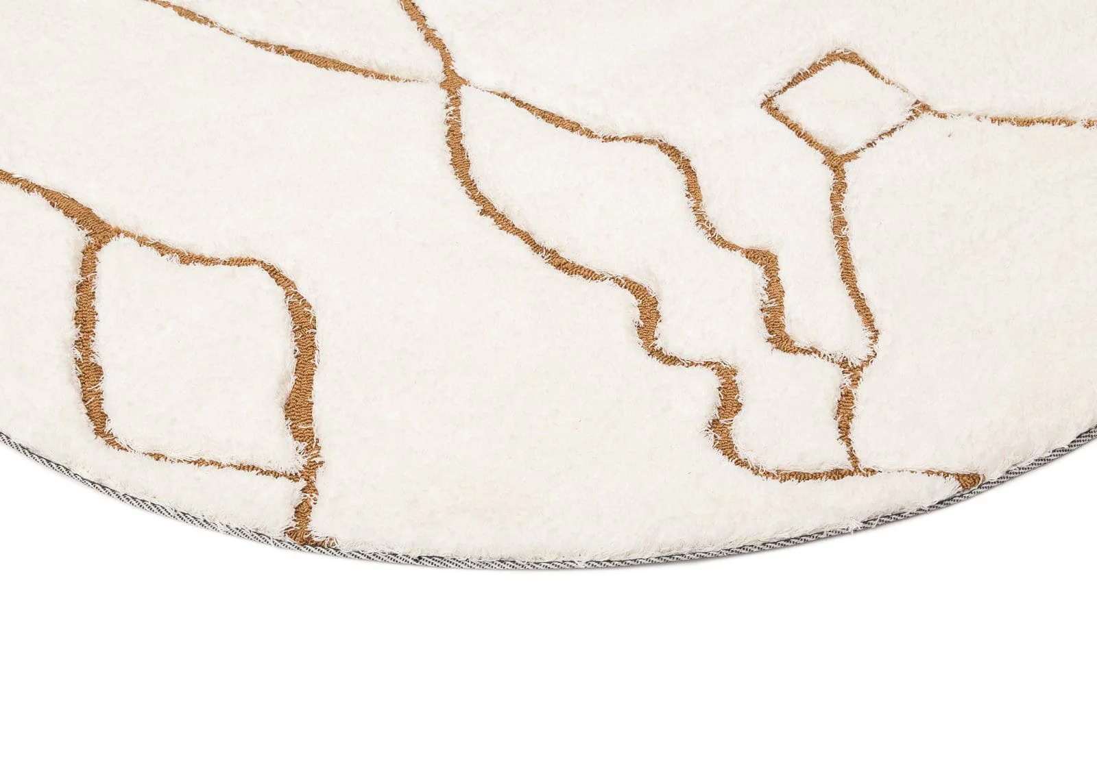 Alayna Cream and Gold Tribal Round Shag Rug - Image 8