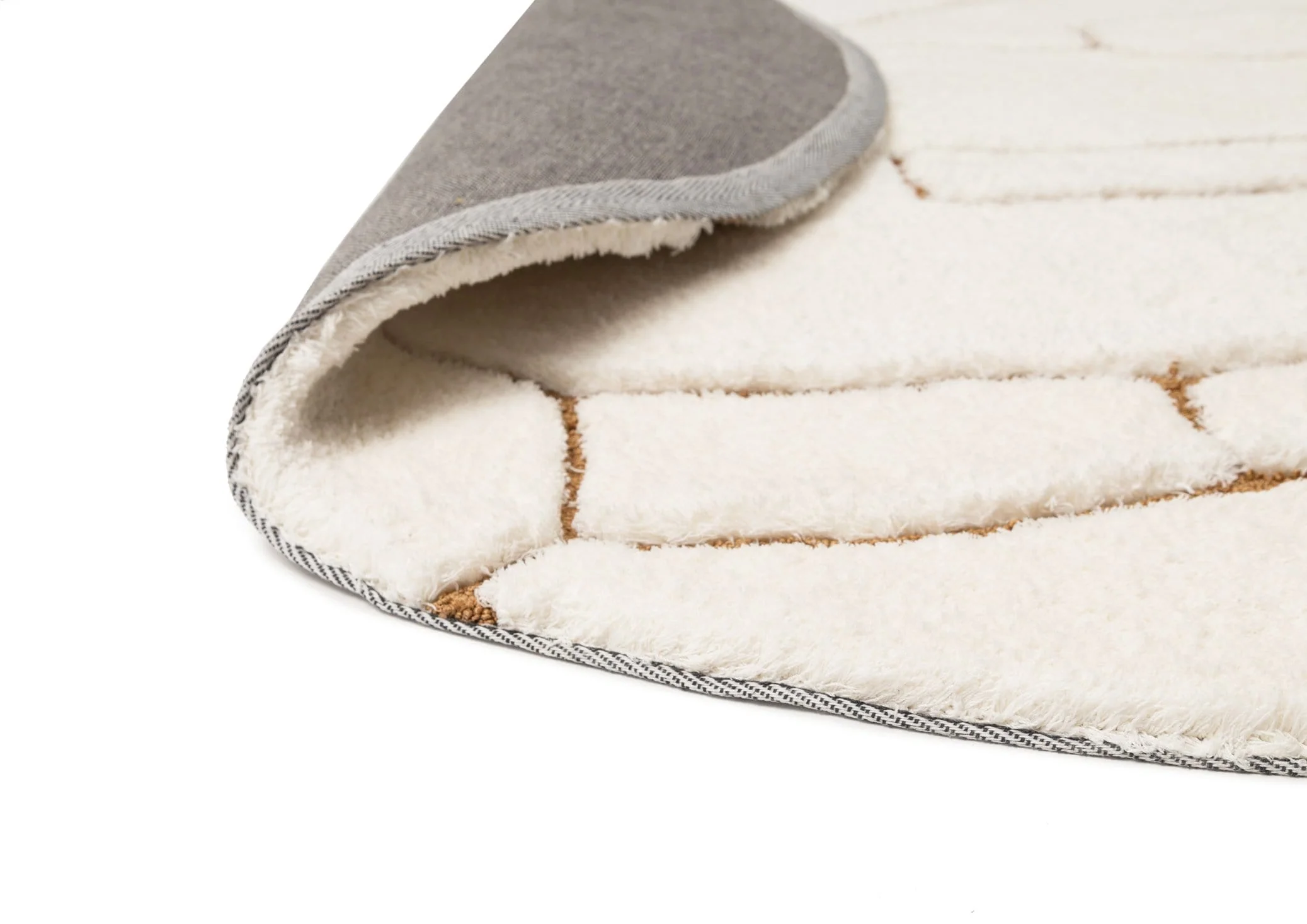 Alayna Cream and Gold Tribal Round Shag Rug - Image 9
