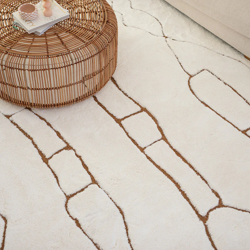 Alayna Cream and Gold Tribal Shag Rug - Image 4