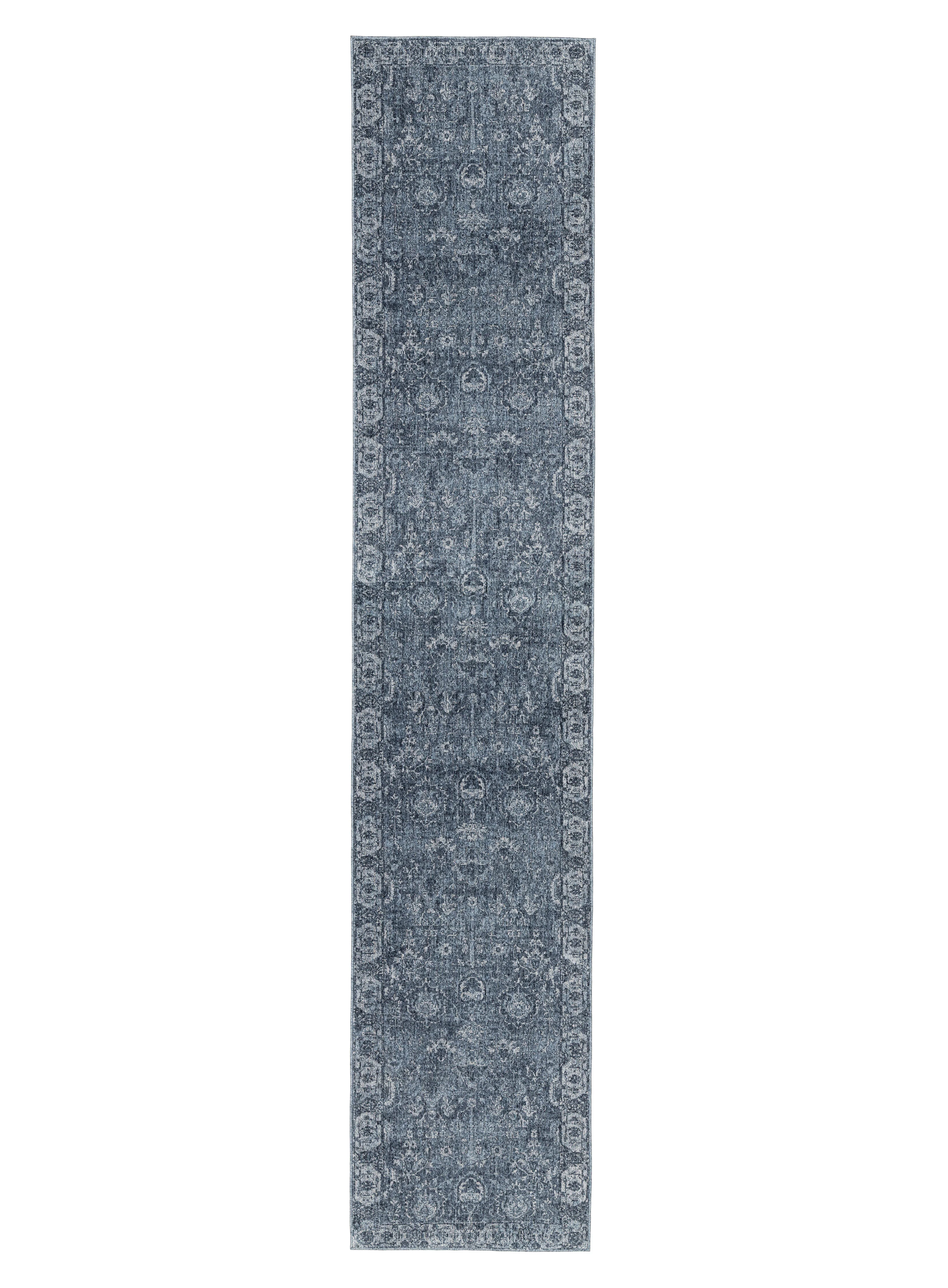 Alexis Tonal Distressed Blue Runner Rug