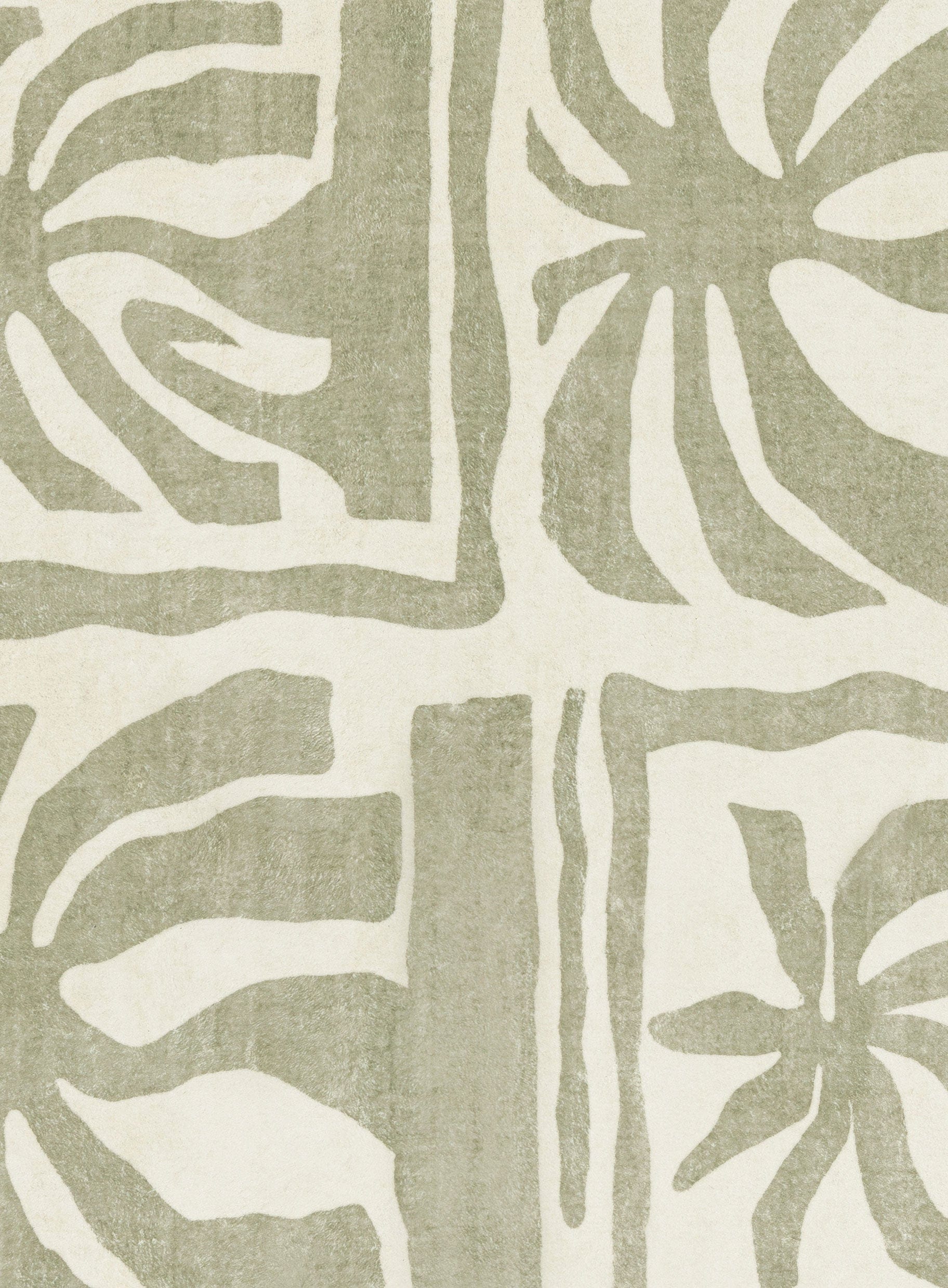 Alicia Sage Green Waves and Palms Washable Rug - Image 10