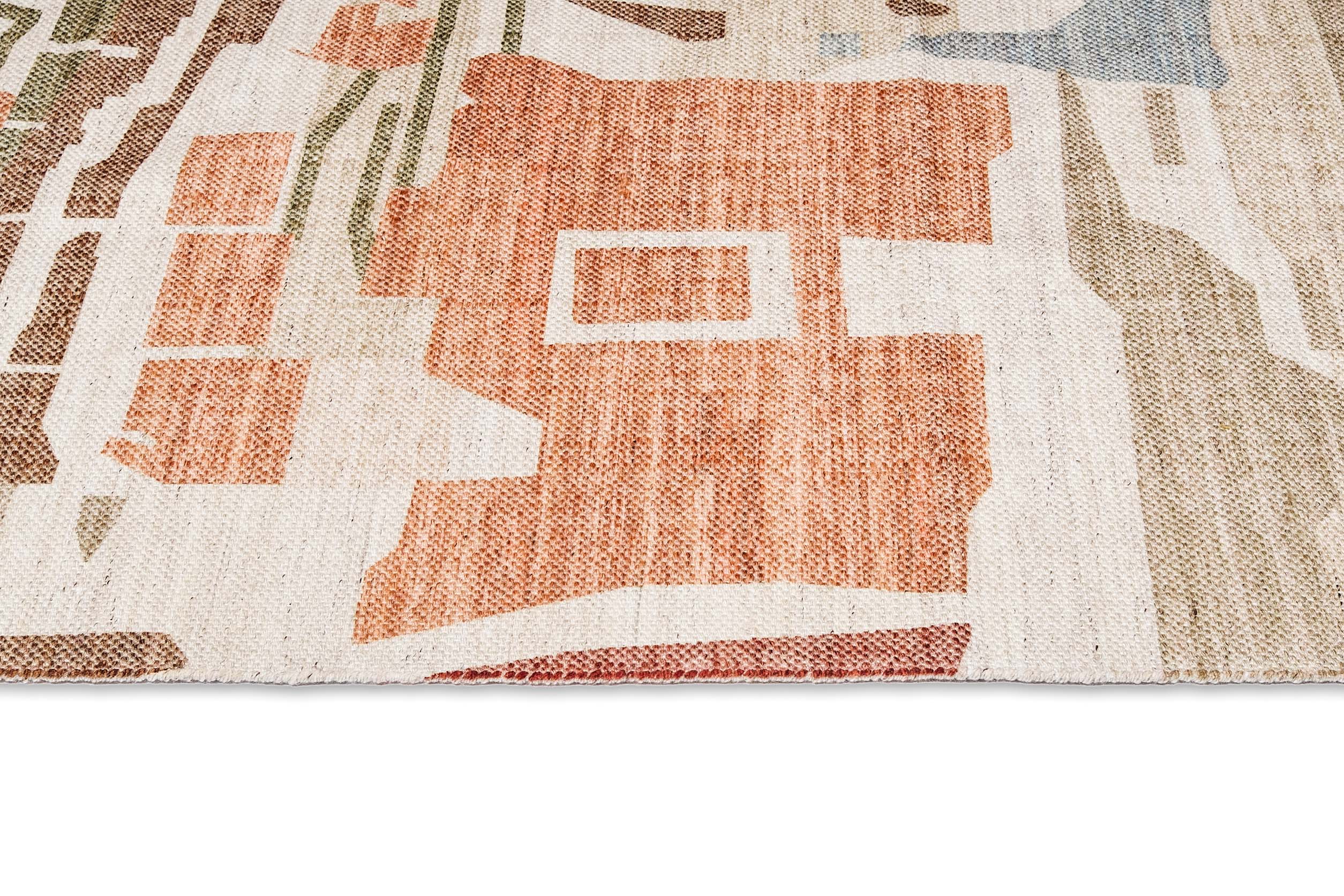 Allegra Orange and Cream Multi-Colour Abstract Tribal Indoor Outdoor Rug - Image 10