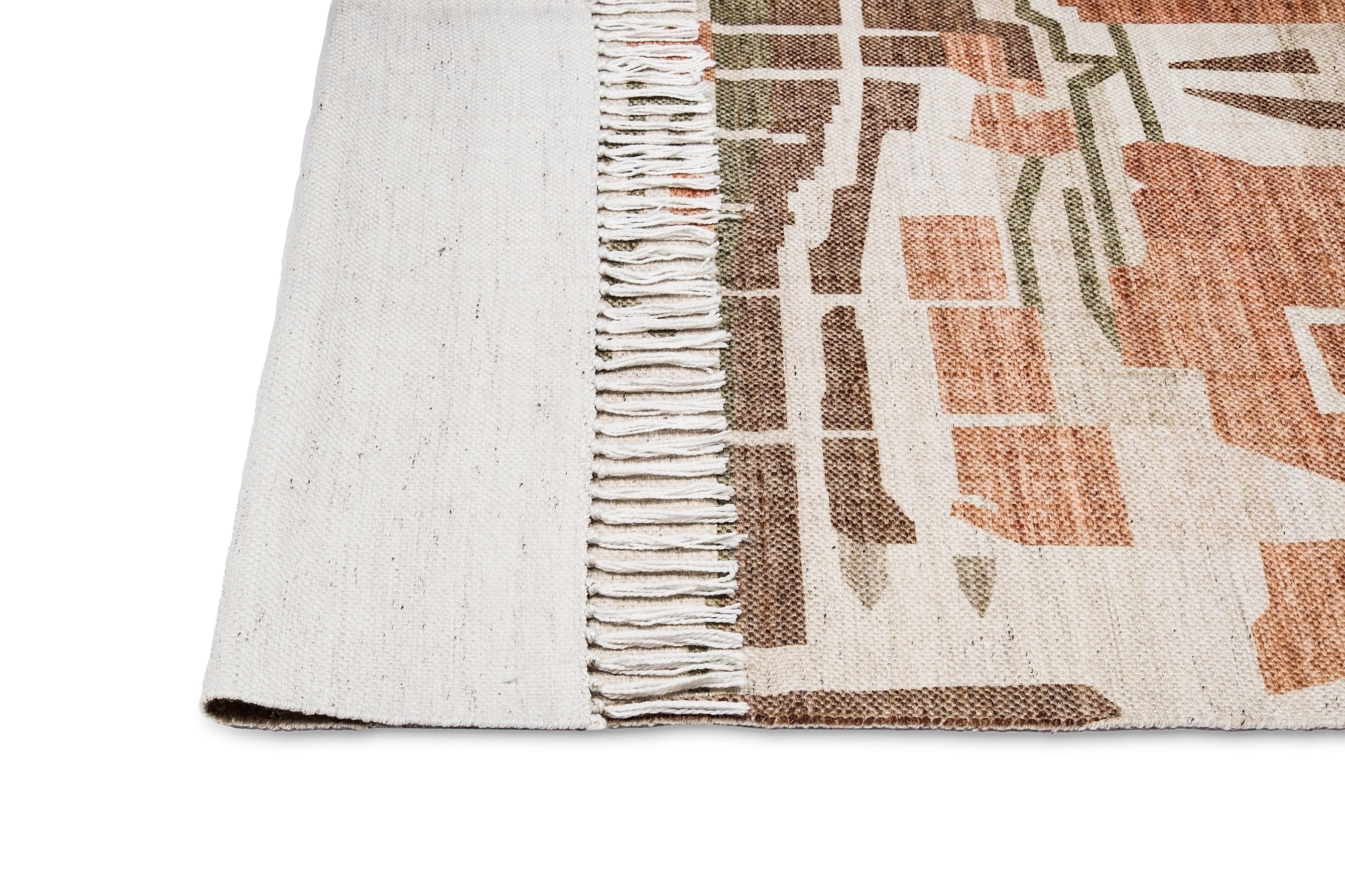 Allegra Orange and Cream Multi-Colour Abstract Tribal Indoor Outdoor Rug - Image 11