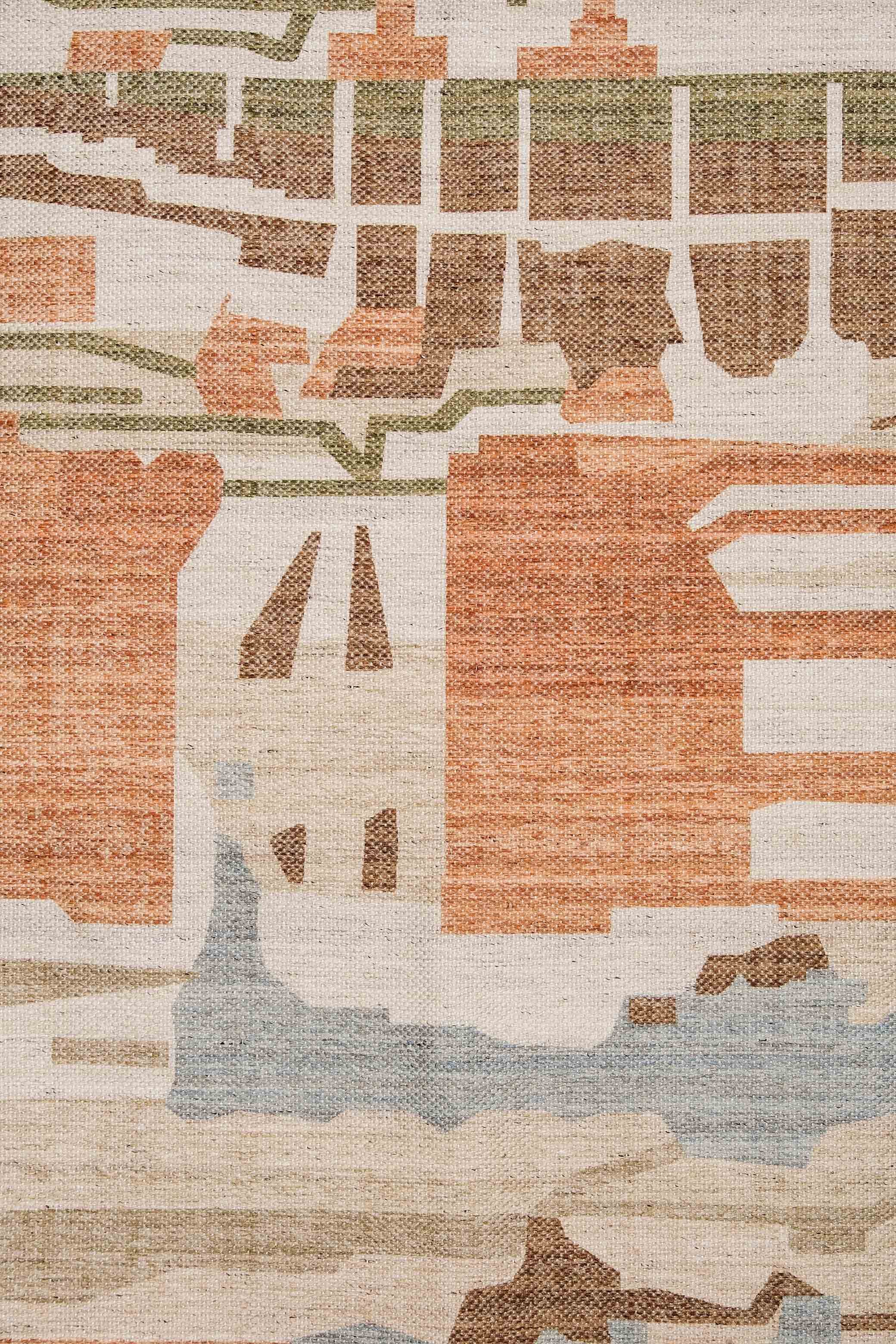 Allegra Orange and Cream Multi-Colour Abstract Tribal Indoor Outdoor Rug - Image 12