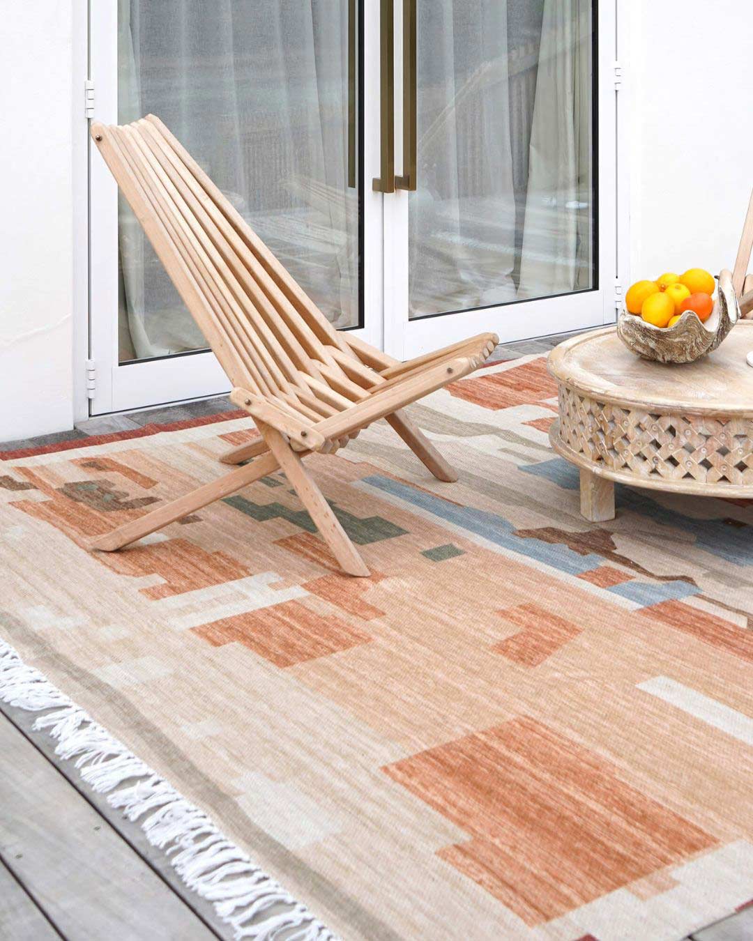 Allegra Orange and Cream Multi-Colour Abstract Tribal Indoor Outdoor Rug - Image 7