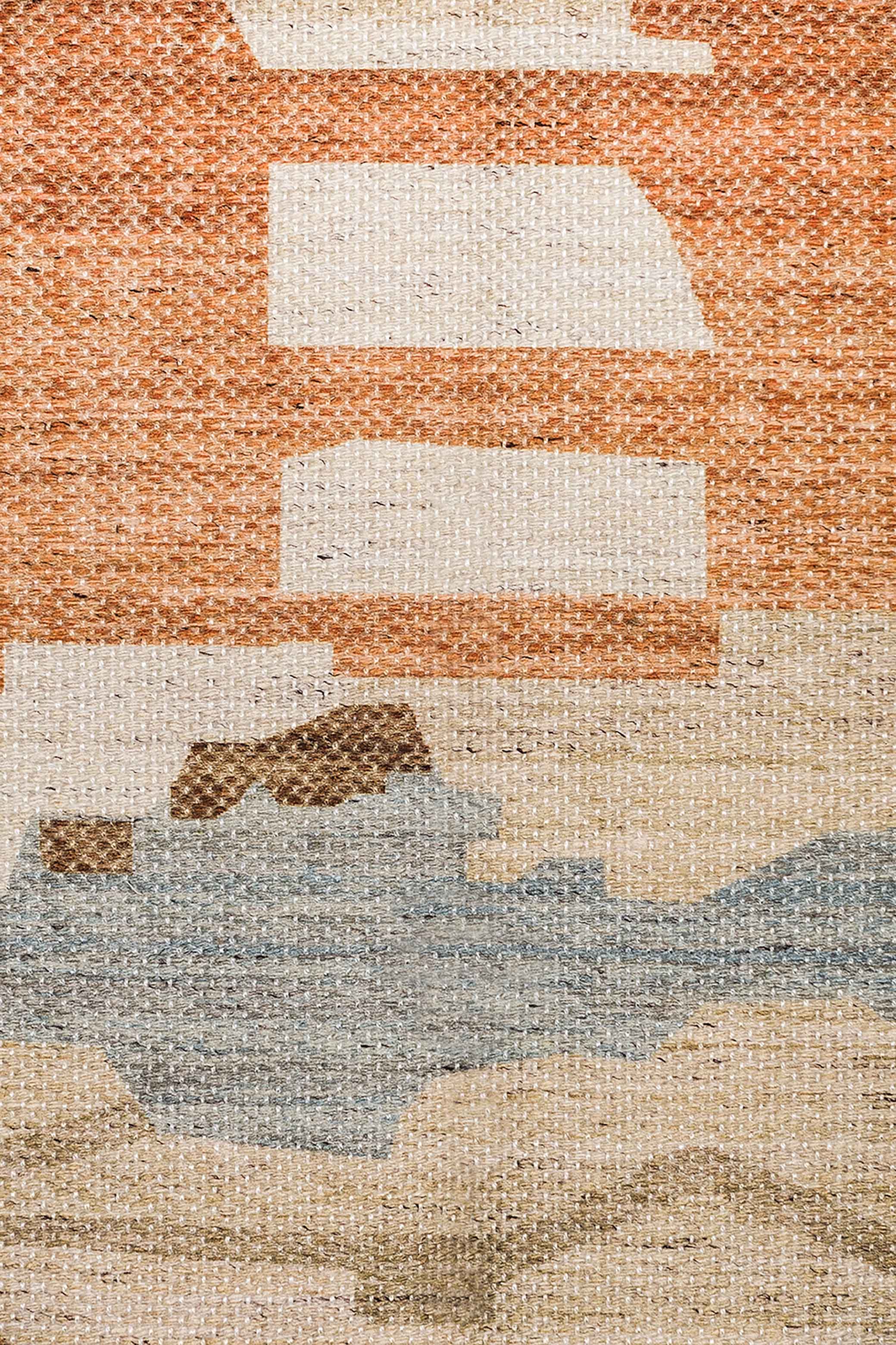 Allegra Orange and Cream Multi-Colour Abstract Tribal Indoor Outdoor Runner Rug - Image 5
