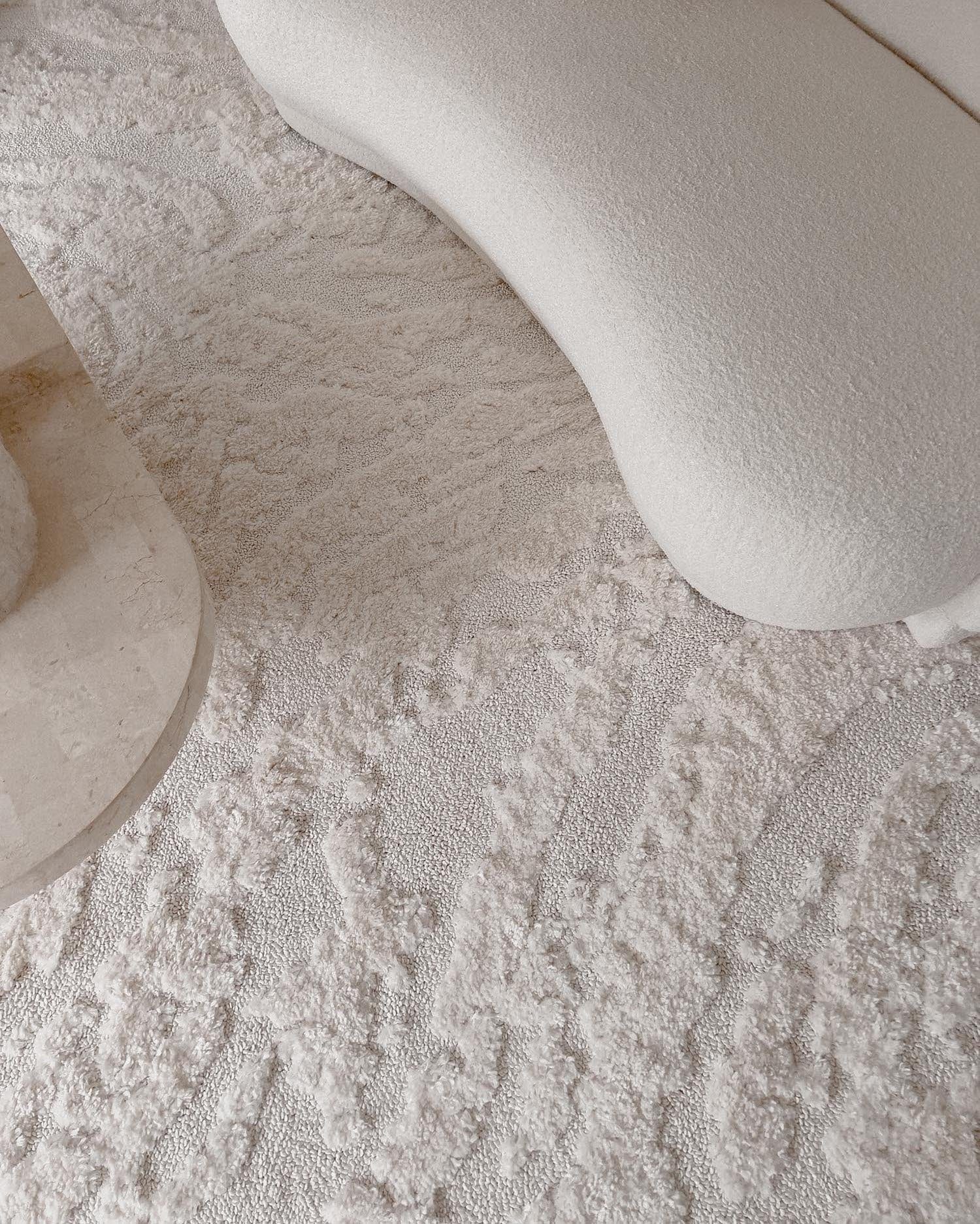 Alturra Ivory Cream Abstract Textured Rug - Image 3