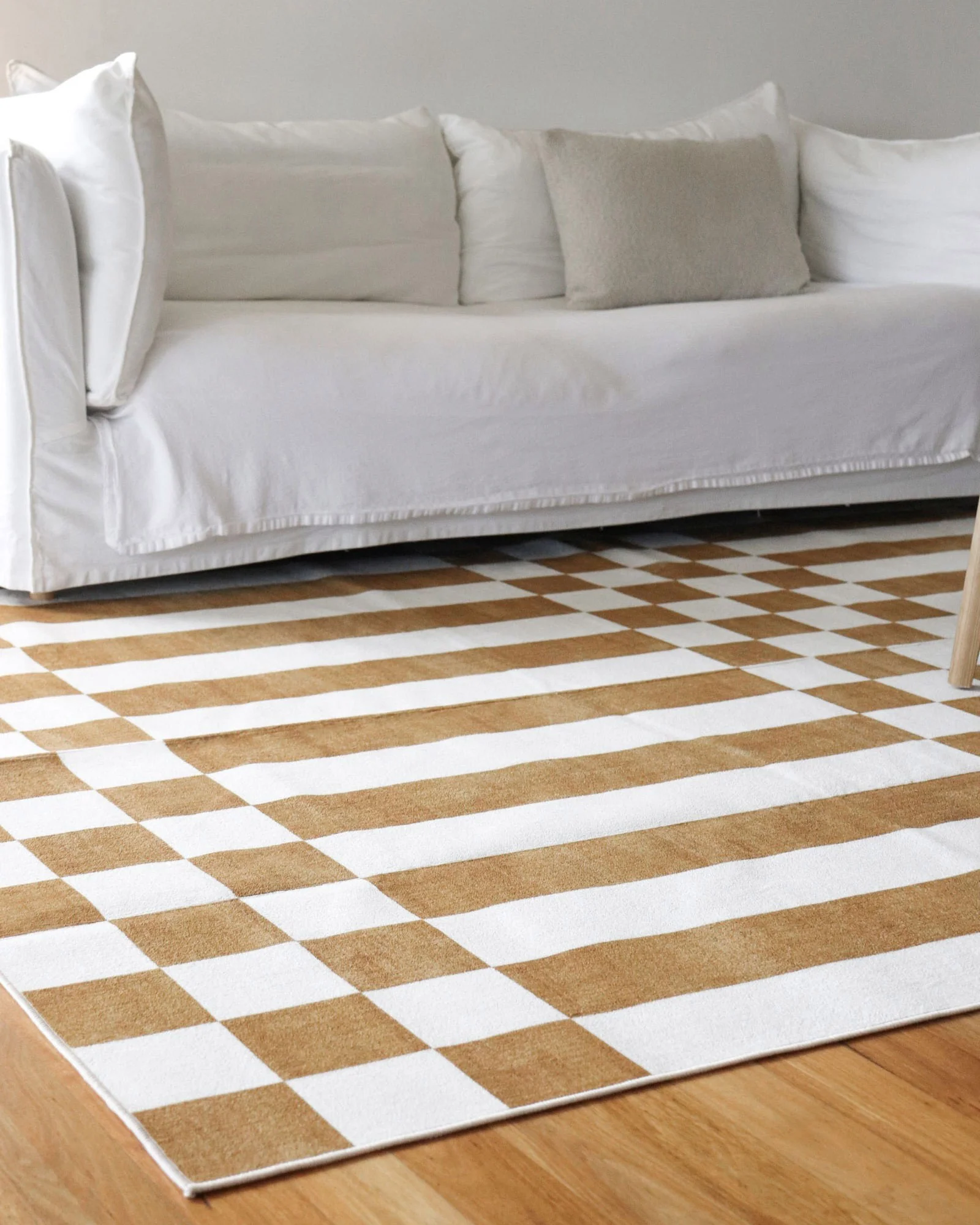 Alula Brown and White Checkered and Striped Washable Rug - Image 6