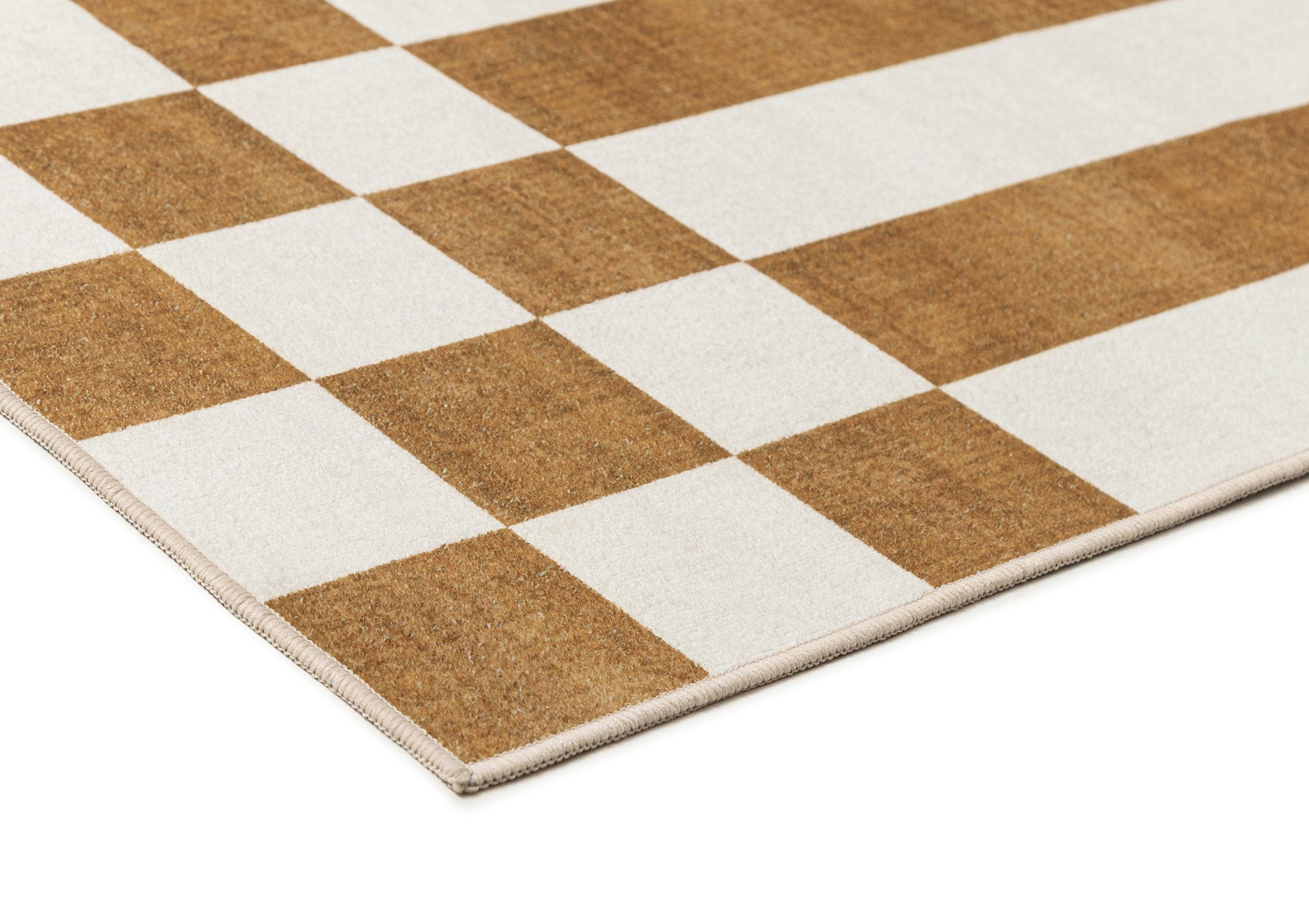 Alula Brown and White Checkered and Striped Washable Rug - Image 8
