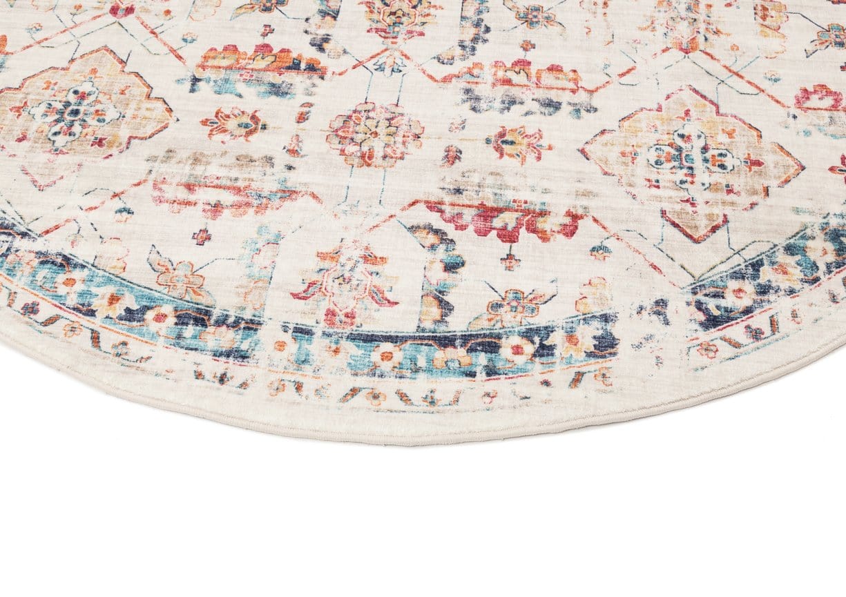 Amanda Multicolour Distressed Transitional Round Rug - Image 7
