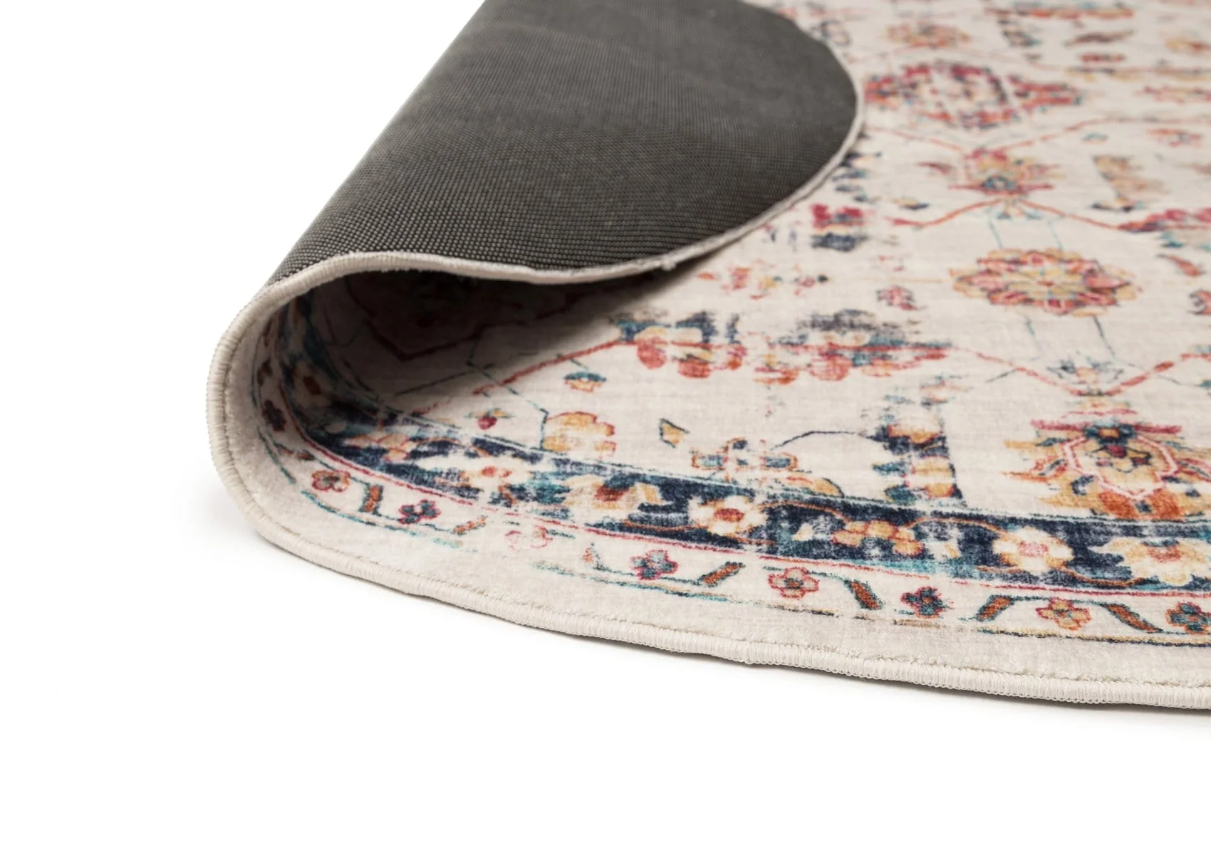 Amanda Multicolour Distressed Transitional Round Rug - Image 8