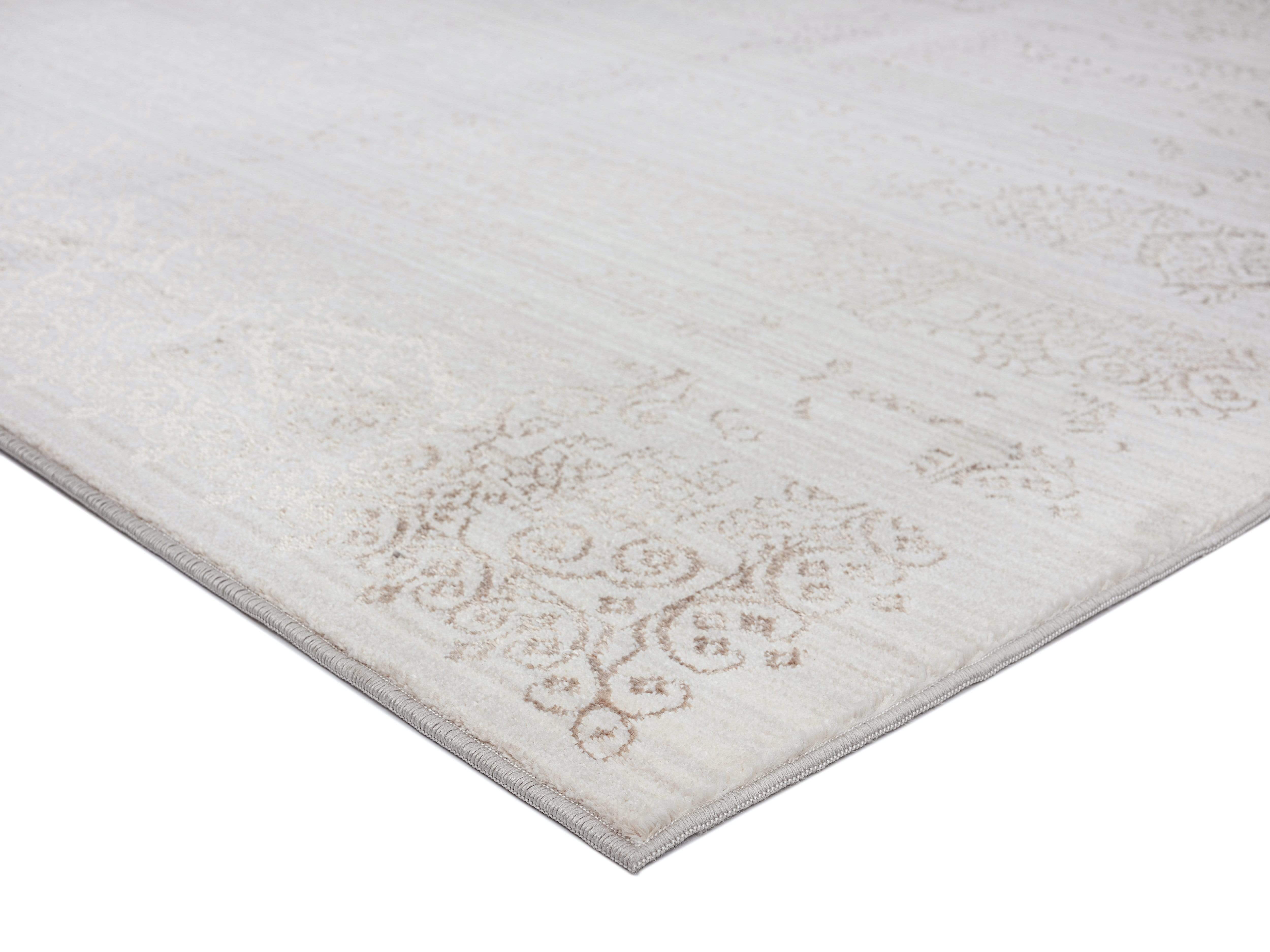 Amelia Cream Brown and Silver Traditional Floral Runner Rug - Image 2