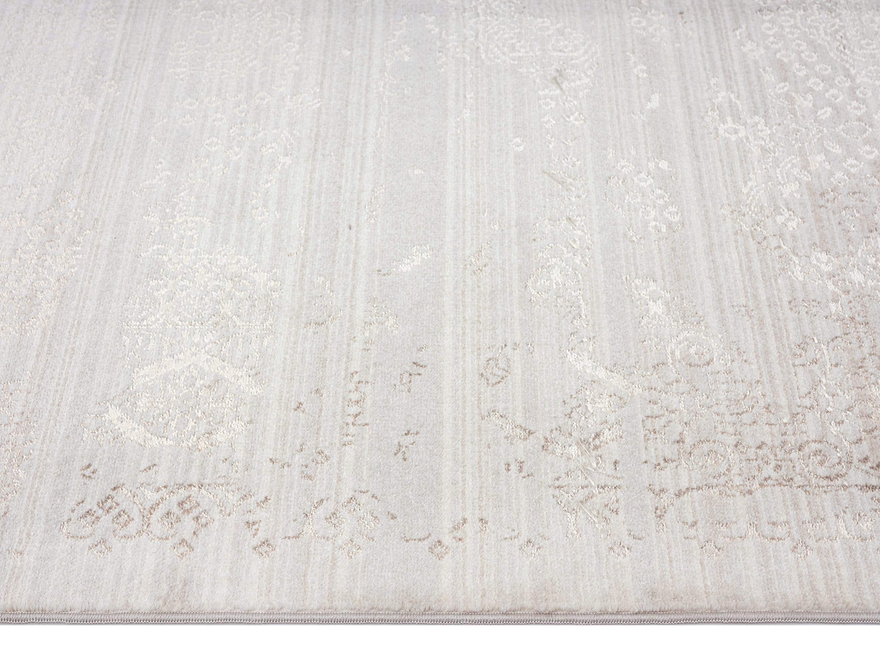 Amelia Cream Brown and Silver Traditional Floral Runner Rug - Image 3