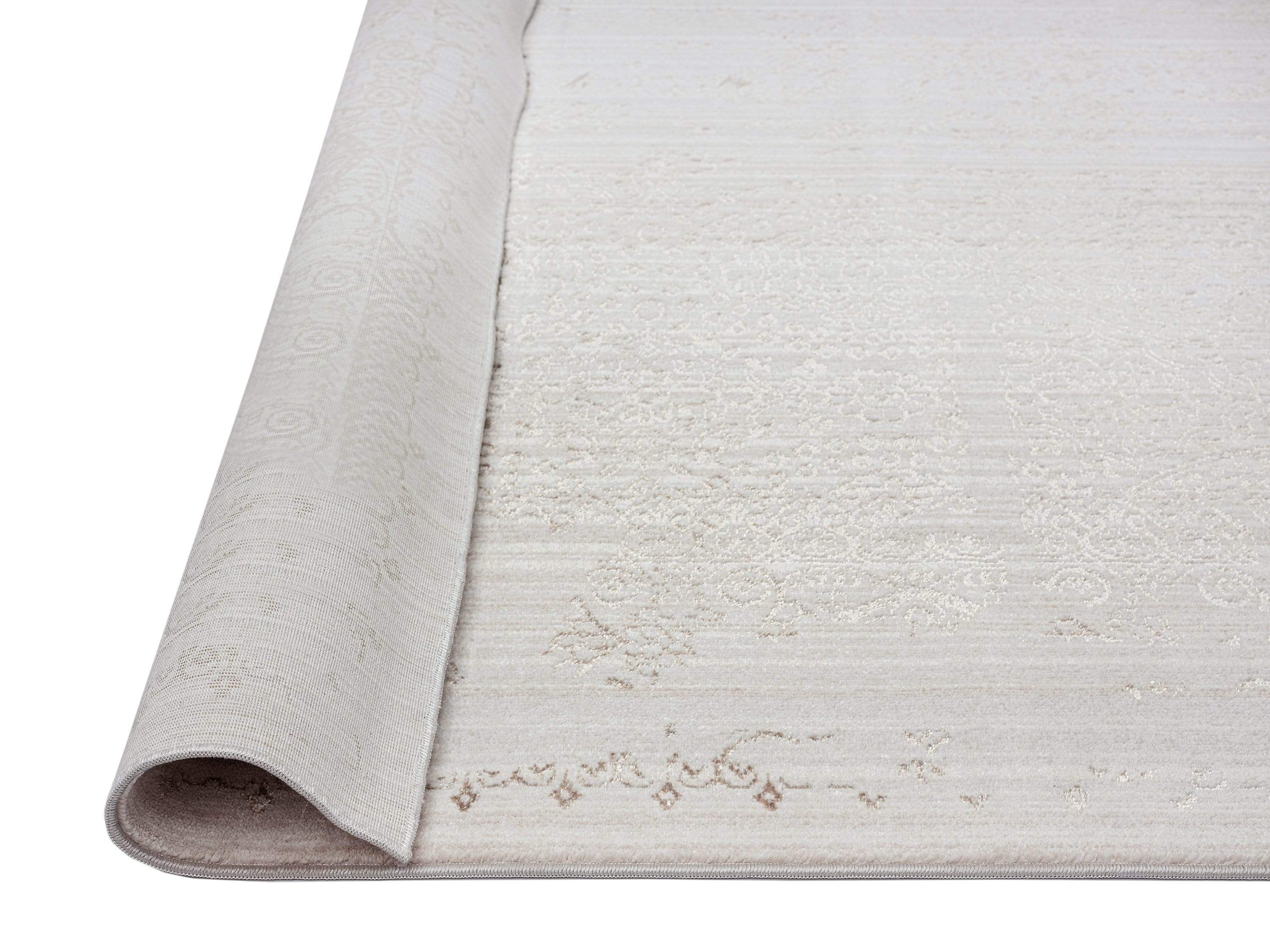 Amelia Cream Brown and Silver Traditional Floral Runner Rug - Image 4