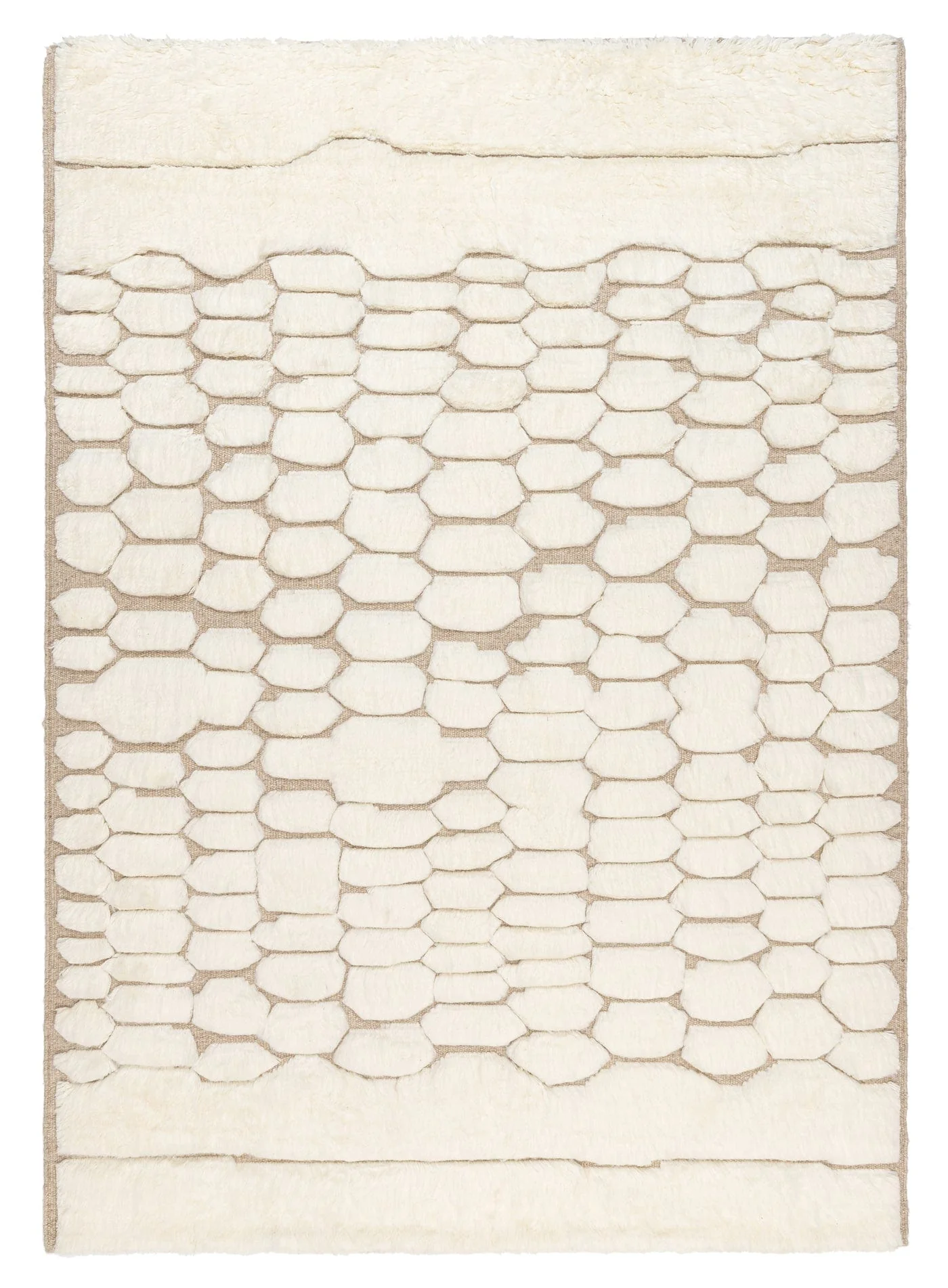 Aminata Ivory Abstract Textured Wool Rug
