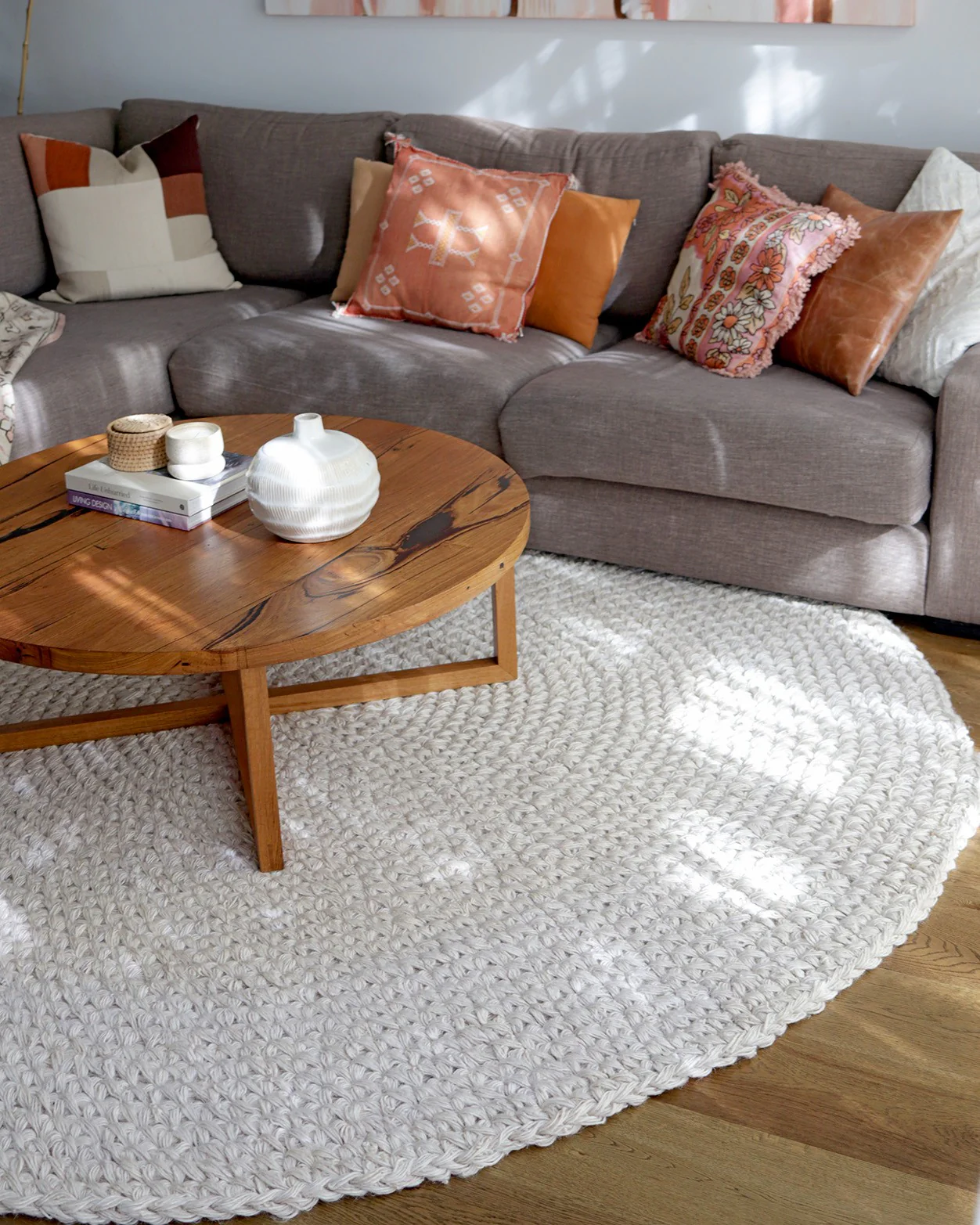 Amparo Bleached Crochet Round Jute Rug - Image 2