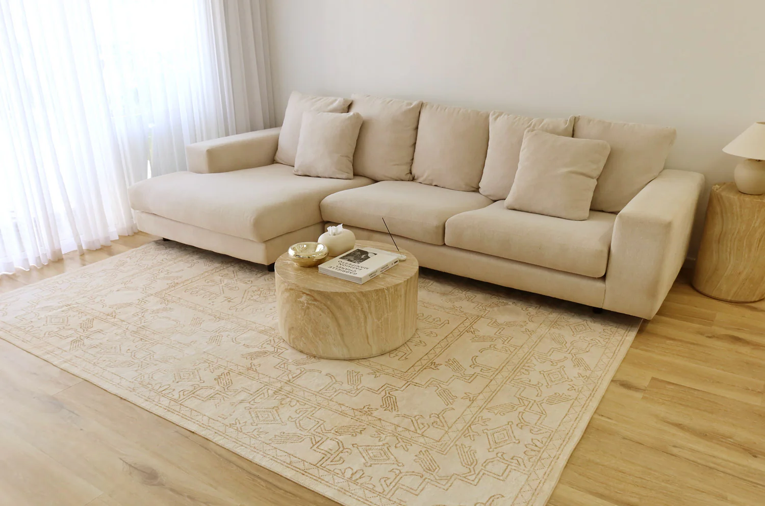 Anais Cream Medallion Washable Rug - Image 6