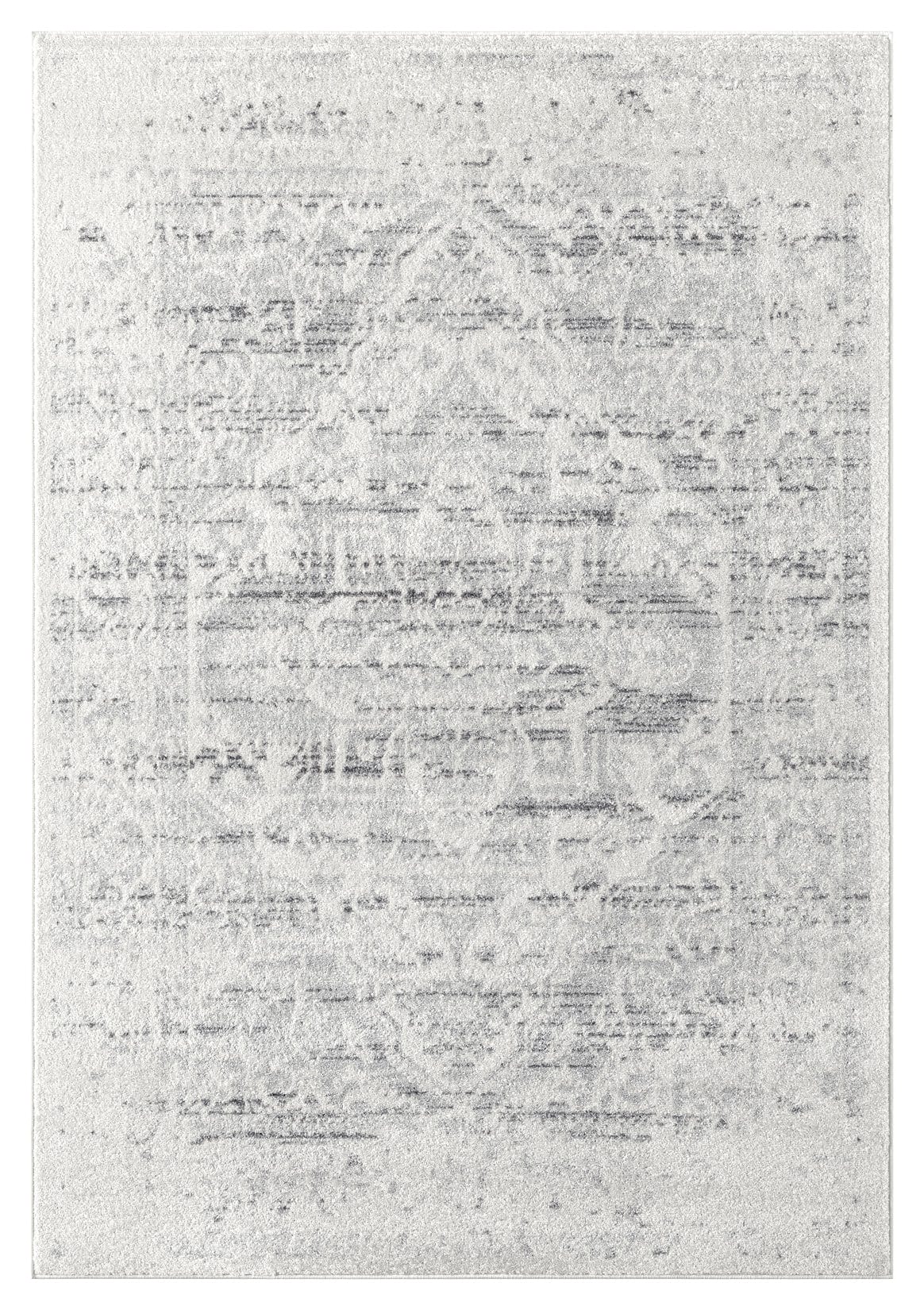 Andra Grey and Ivory Traditional Distressed Rug