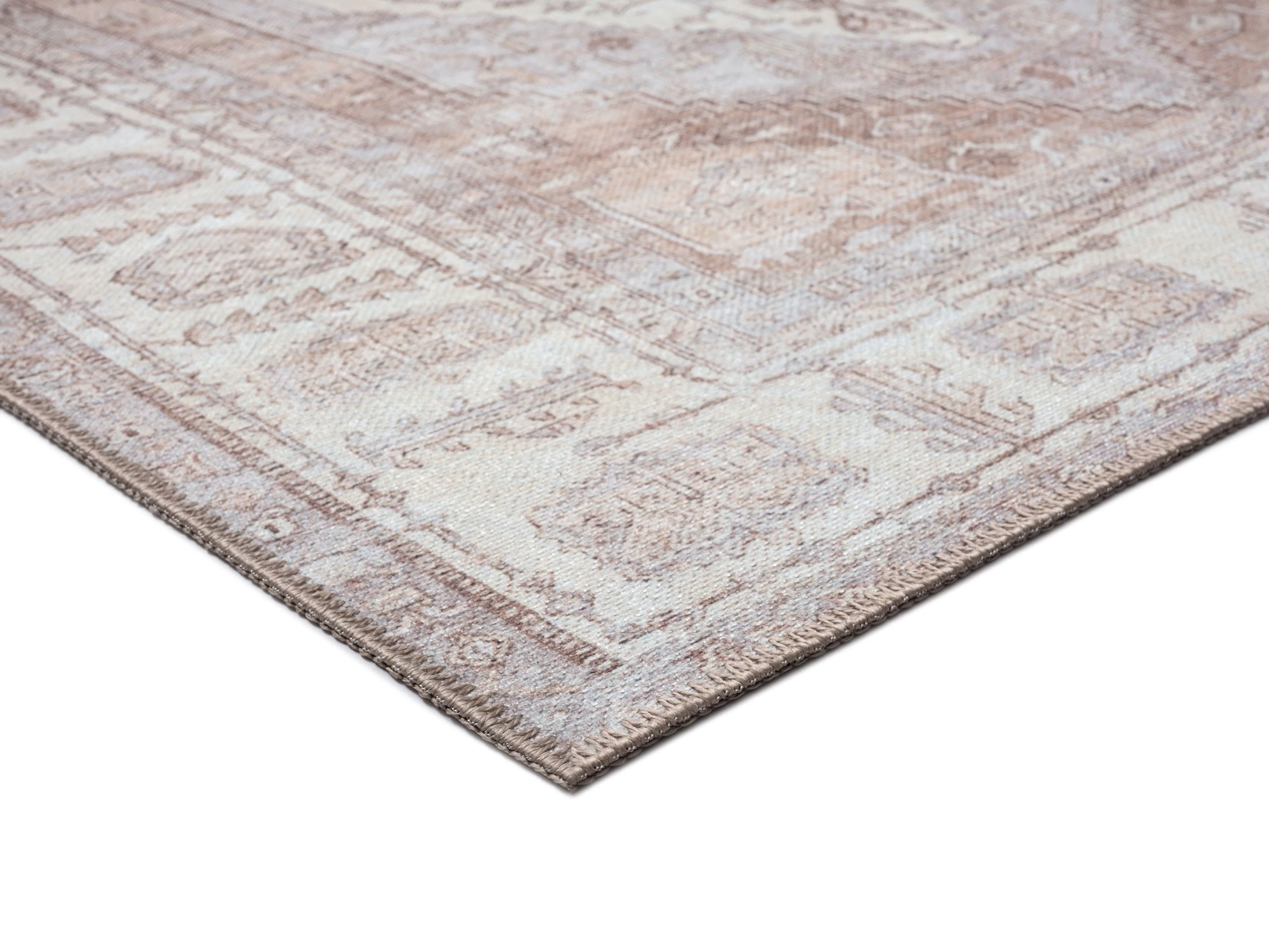 Aneesa Beige and Cream Traditional Distressed Washable Rug - Image 11