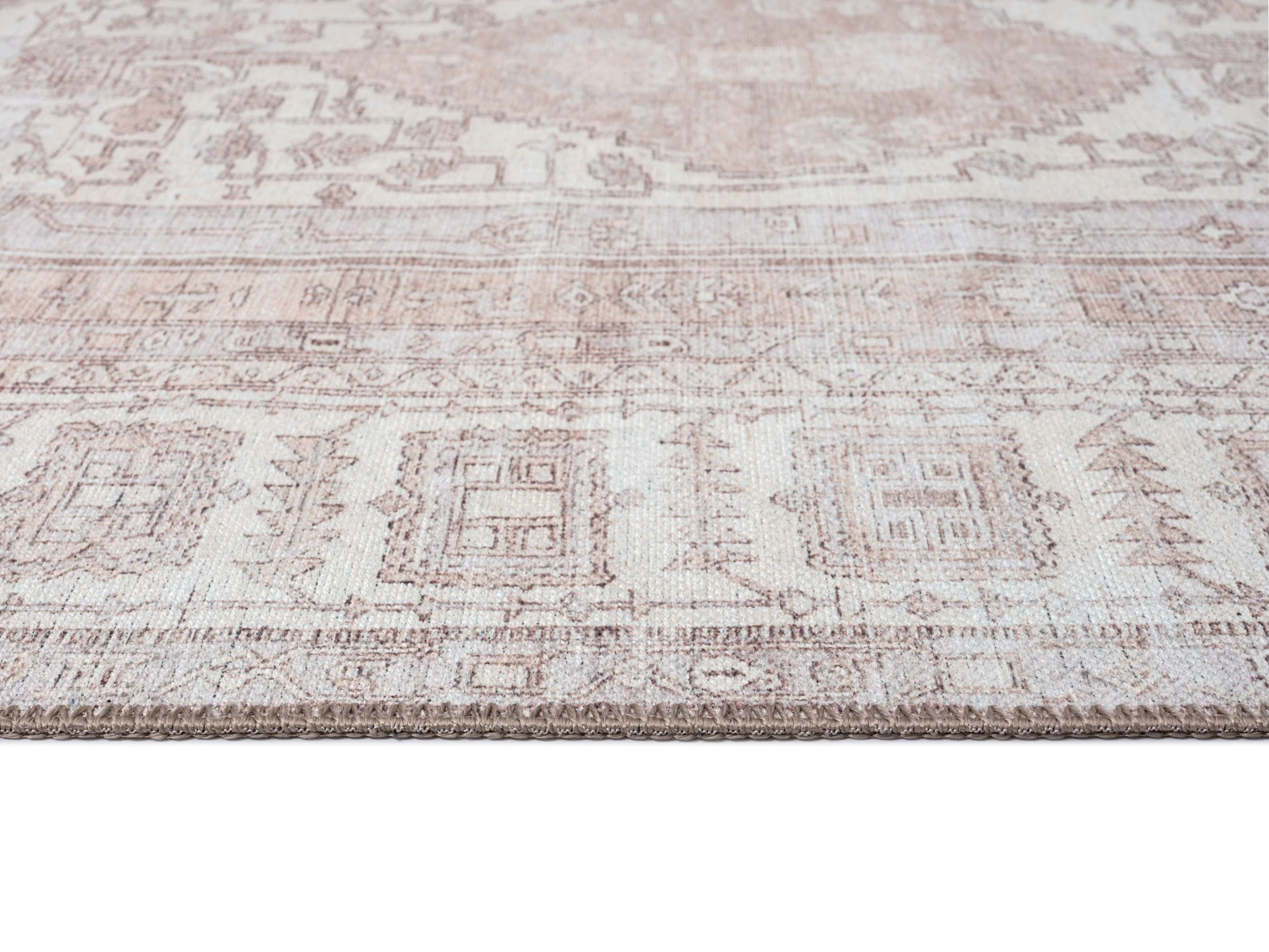Aneesa Beige and Cream Traditional Distressed Washable Rug - Image 12