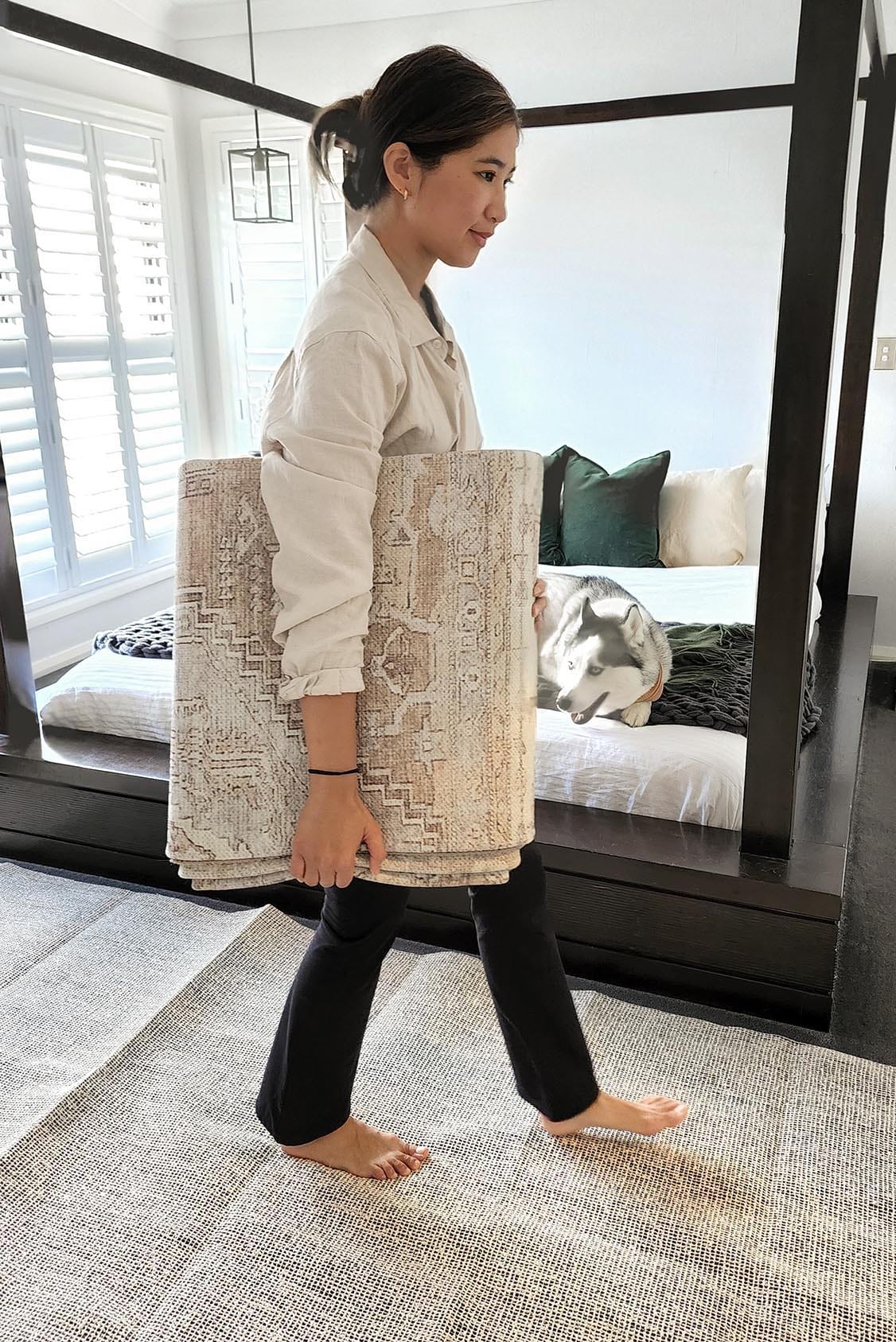 Aneesa Beige and Cream Traditional Distressed Washable Rug - Image 9
