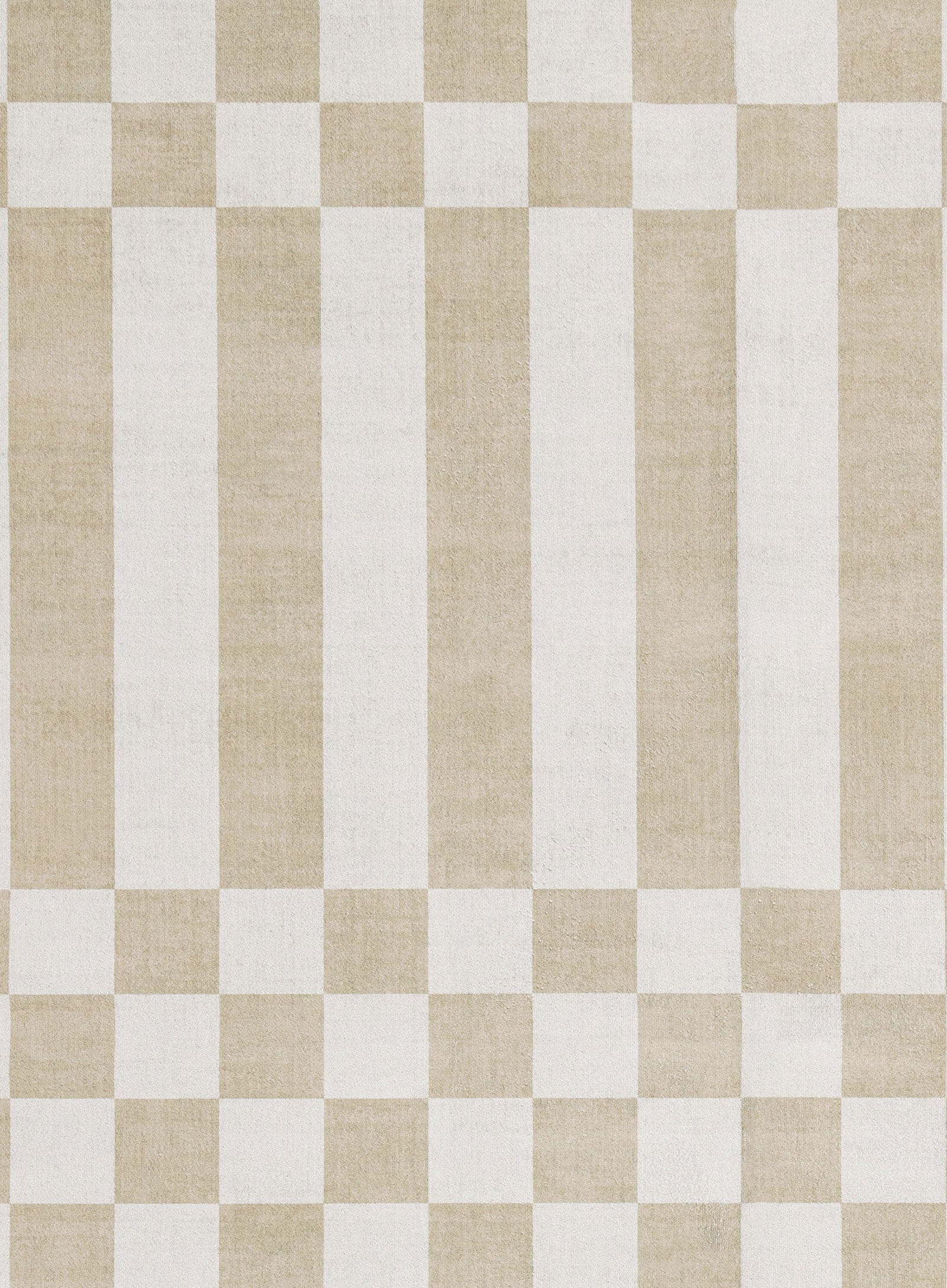 Anette Light Brown and White Checkered and Striped Washable Rug - Image 8
