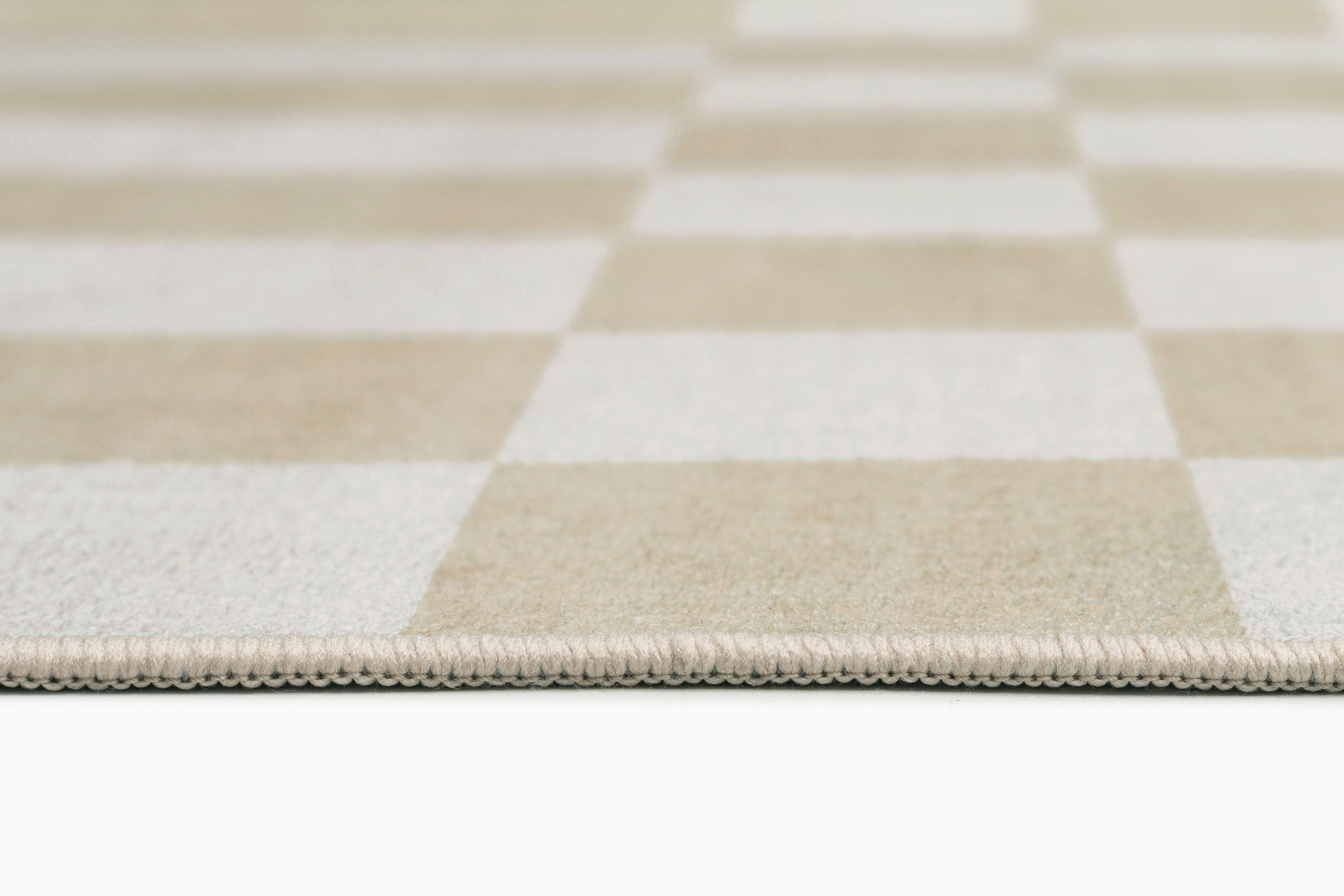 Anette Light Brown and White Checkered and Striped Washable Rug - Image 9