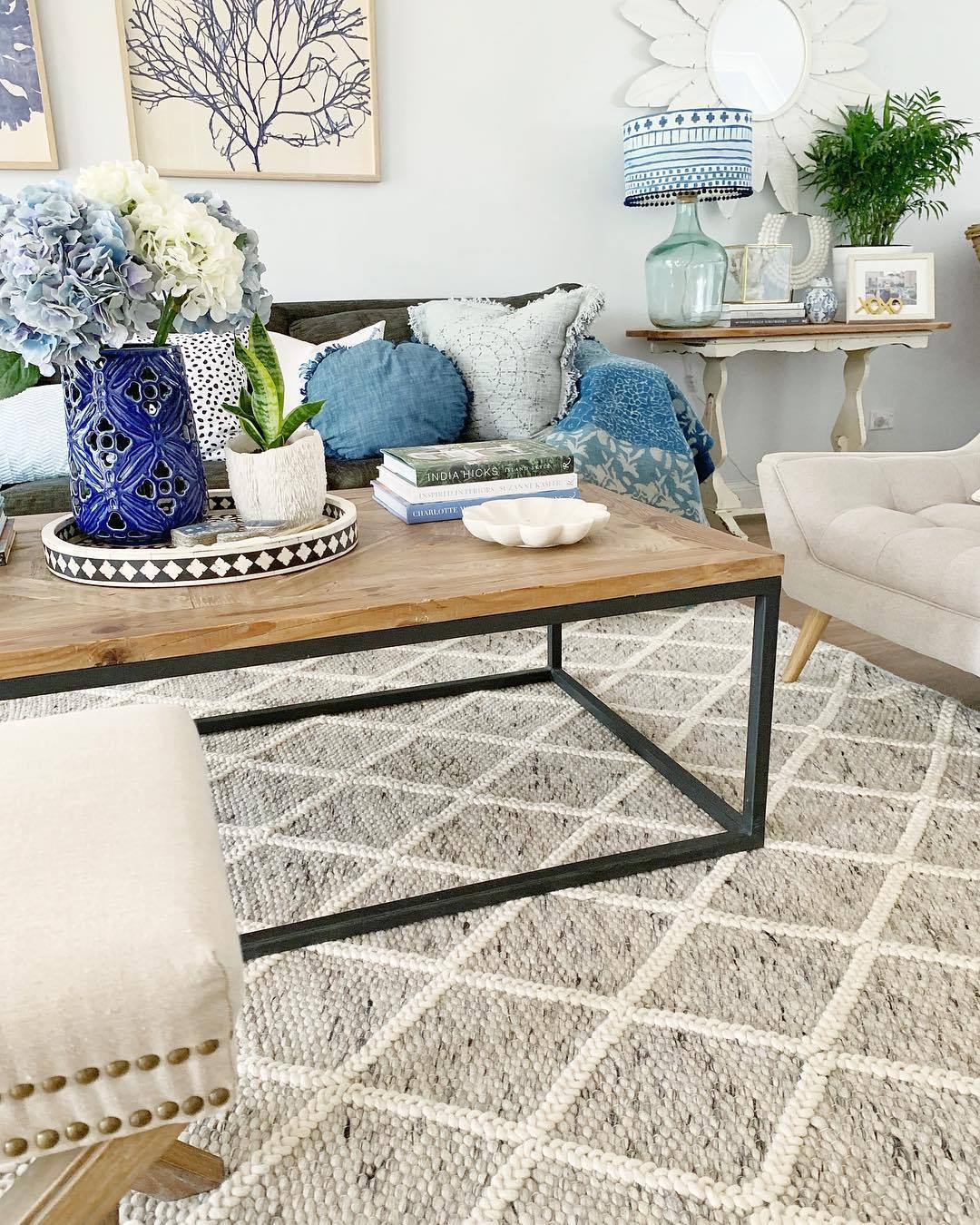 Anja Grey and Ivory Lattice Wool Rug - Image 7