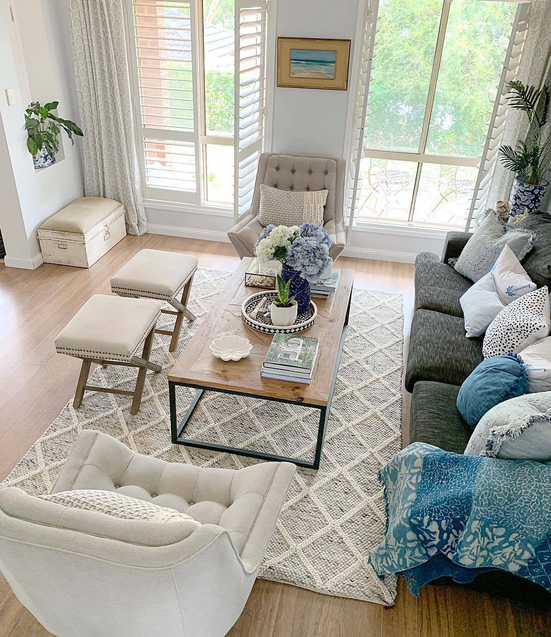 Anja Grey and Ivory Lattice Wool Rug - Image 9