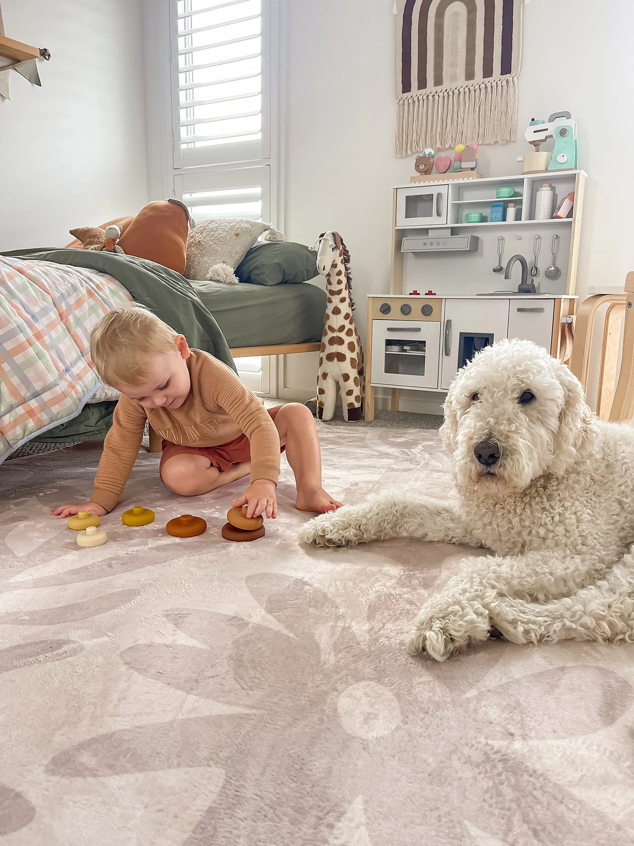 Antem Cream Beige Shapes Rollie Pollie Round Playmat - Image 4