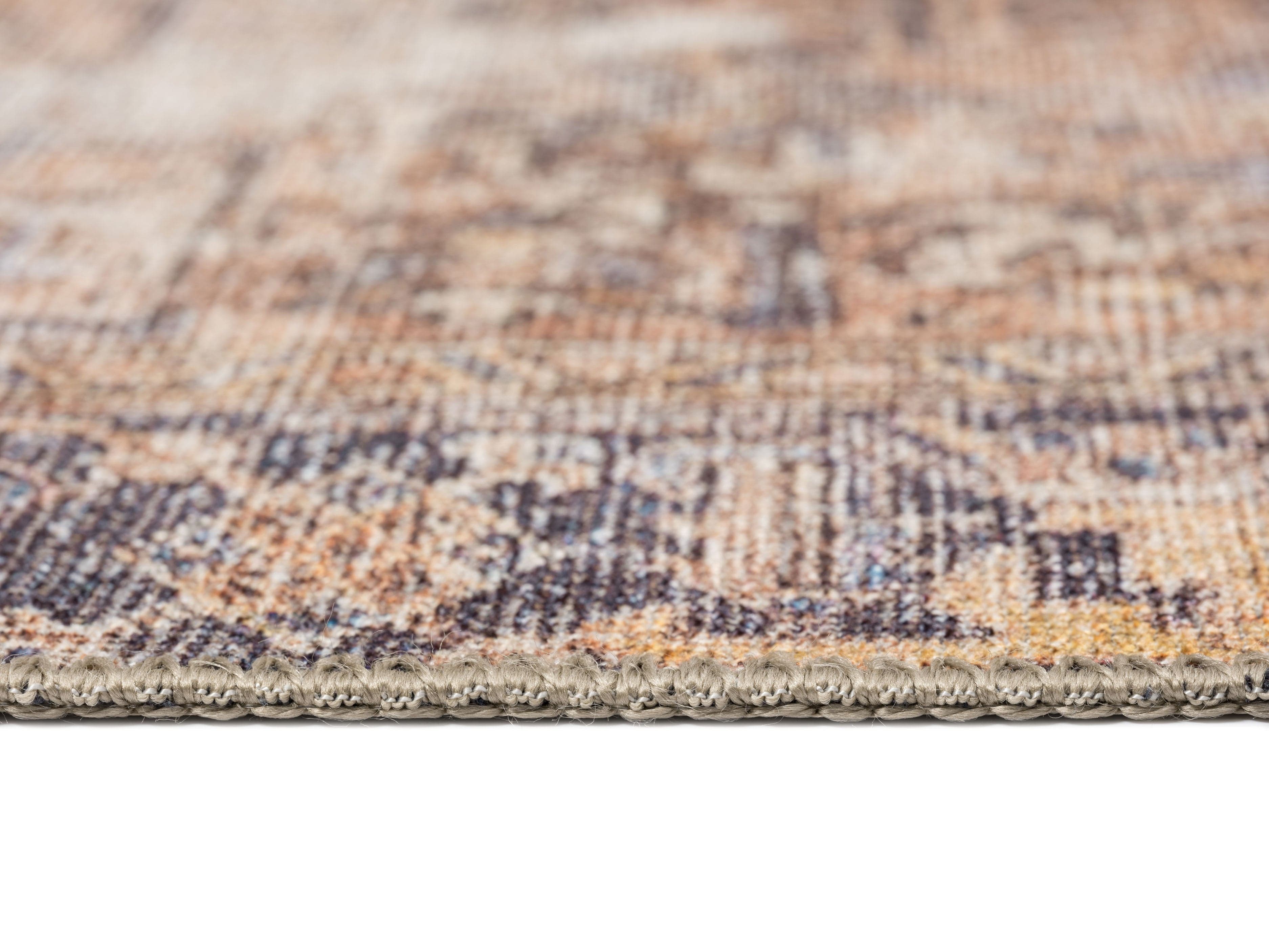 Anyel Brown and Blue Traditional Distressed Washable Runner Rug - Image 11