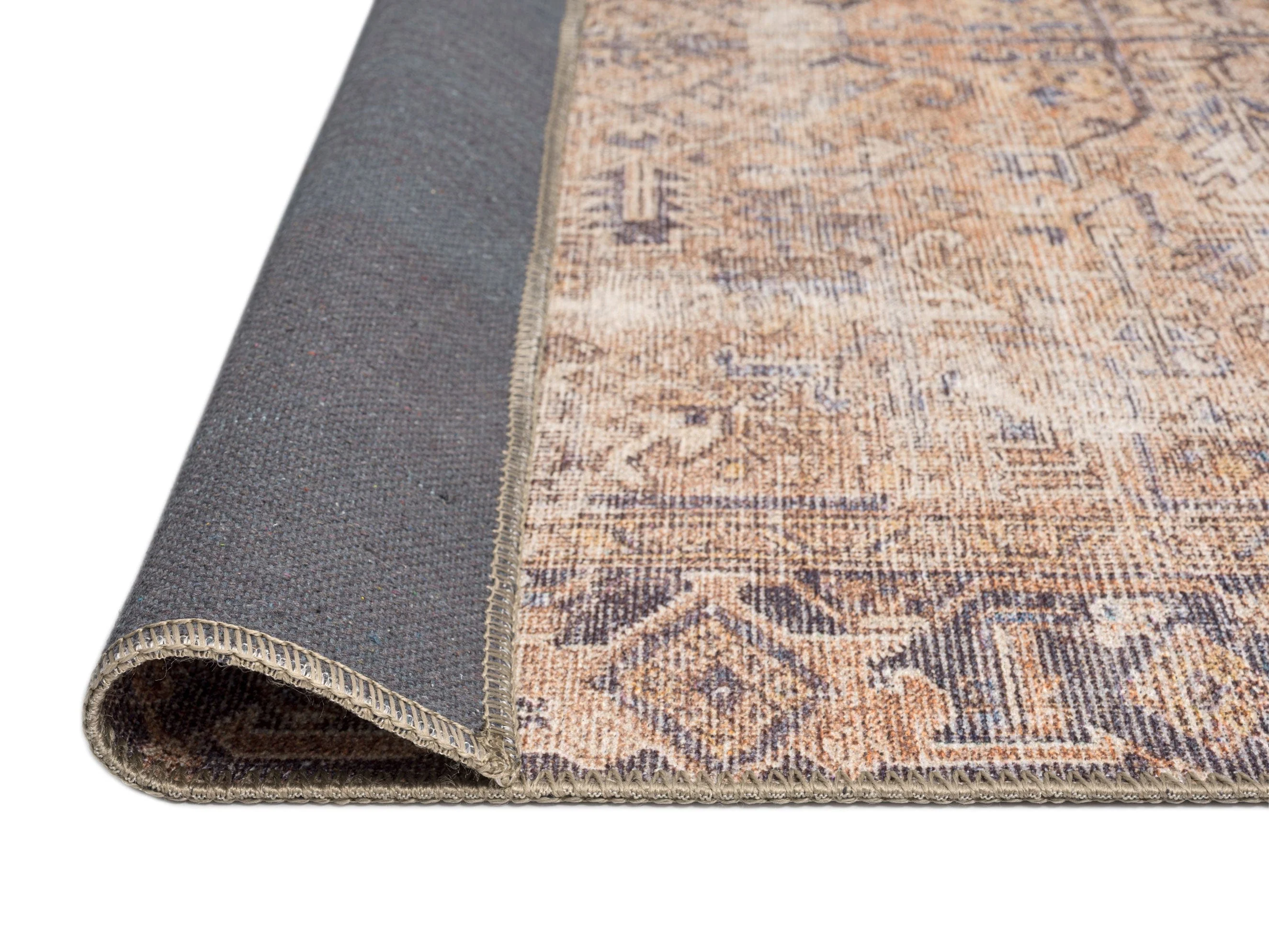 Anyel Brown and Blue Traditional Distressed Washable Runner Rug - Image 9