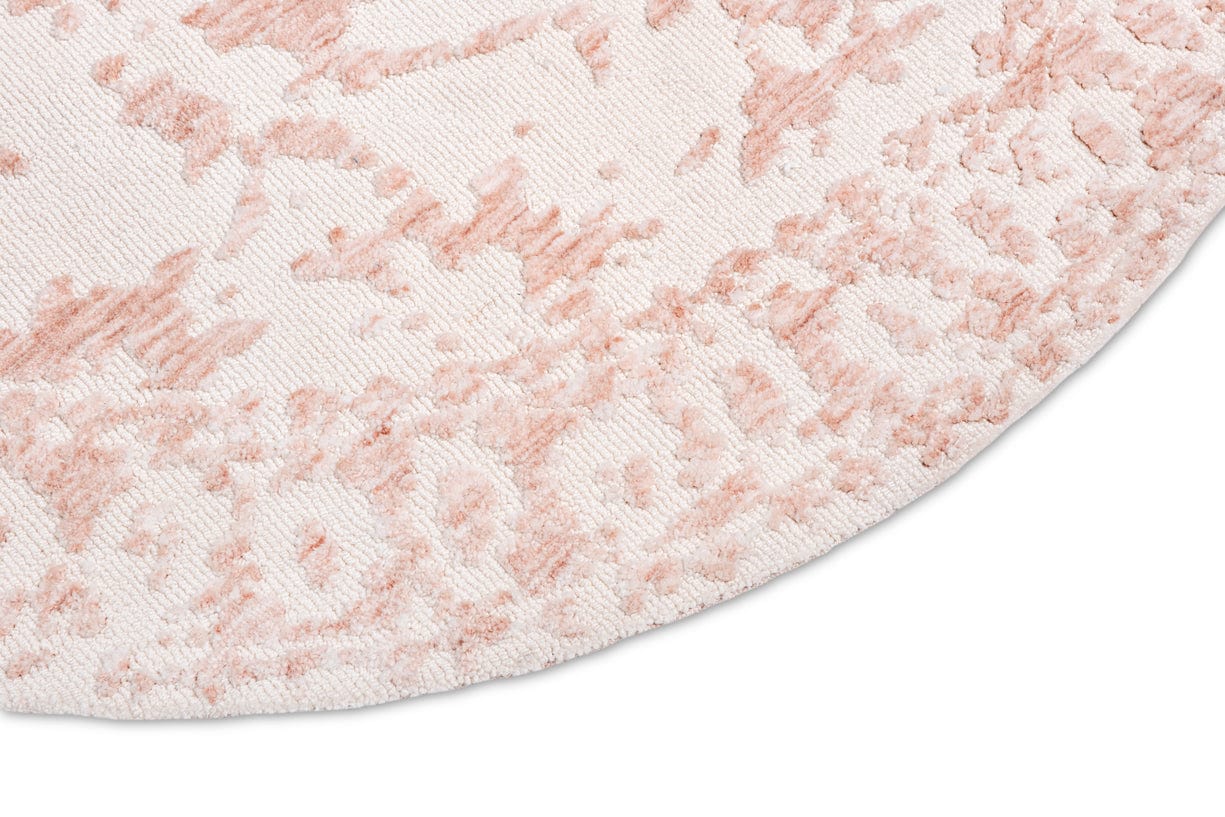 Aria Pink and Ivory Floral Transitional Round Rug - Image 2