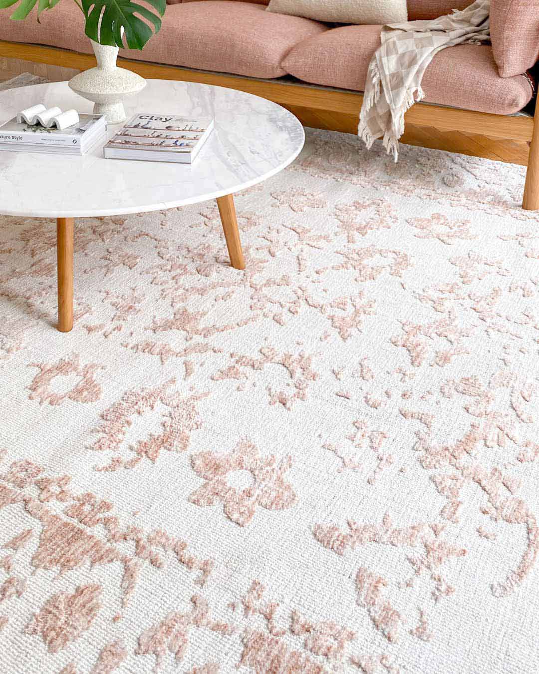 Aria Pink and Ivory Floral Transitional Rug - Image 2
