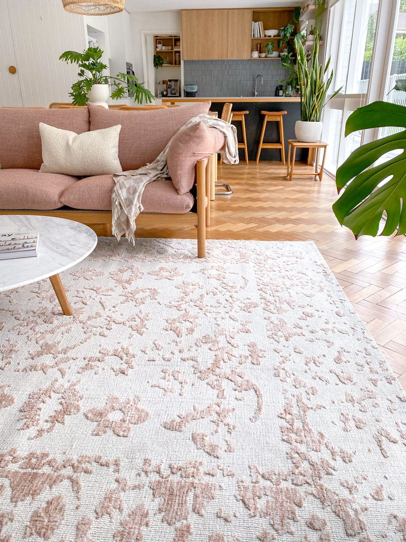 Aria Pink and Ivory Floral Transitional Rug - Image 3