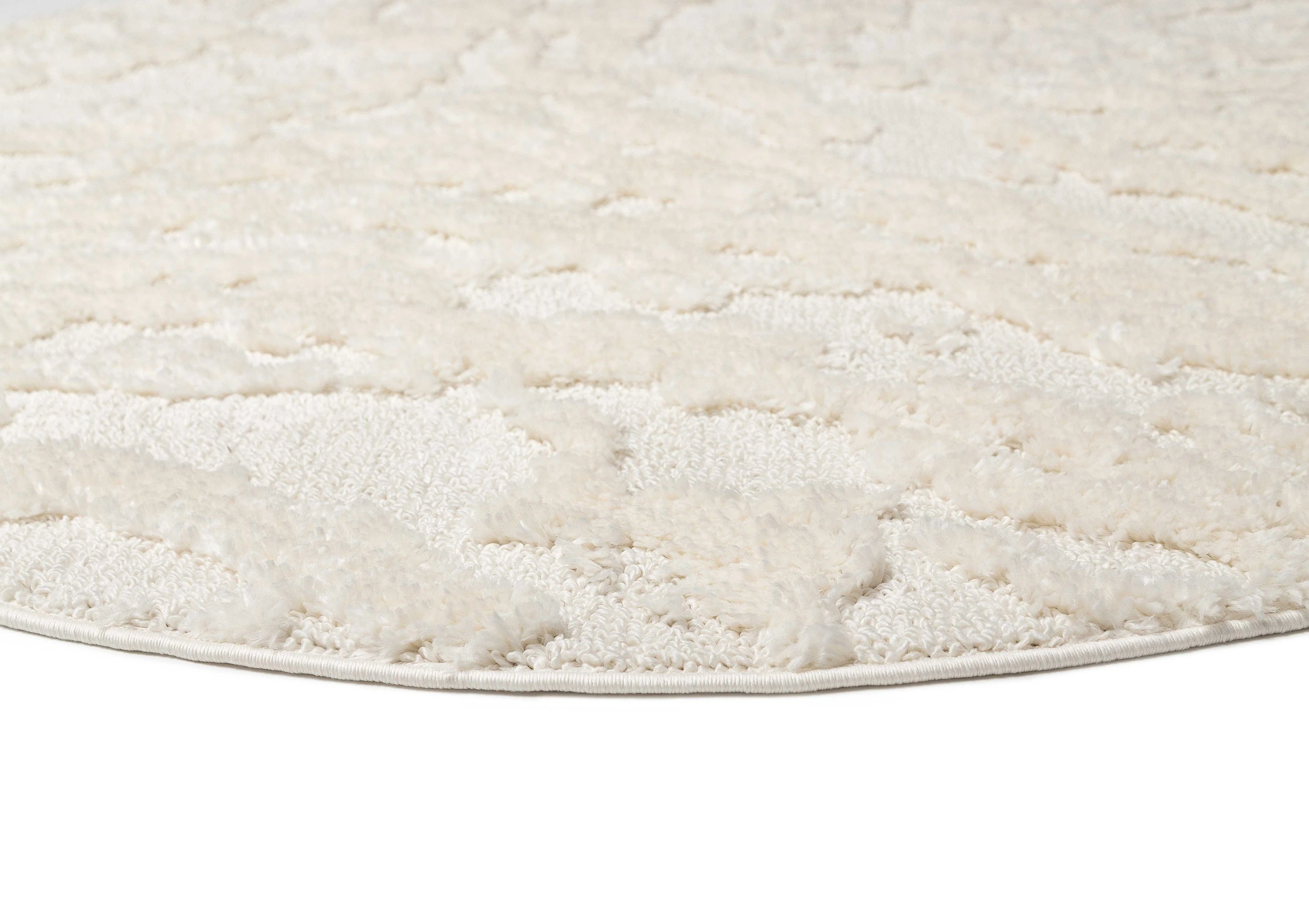 Aurora Ivory Cream Abstract Textured Round Rug - Image 9