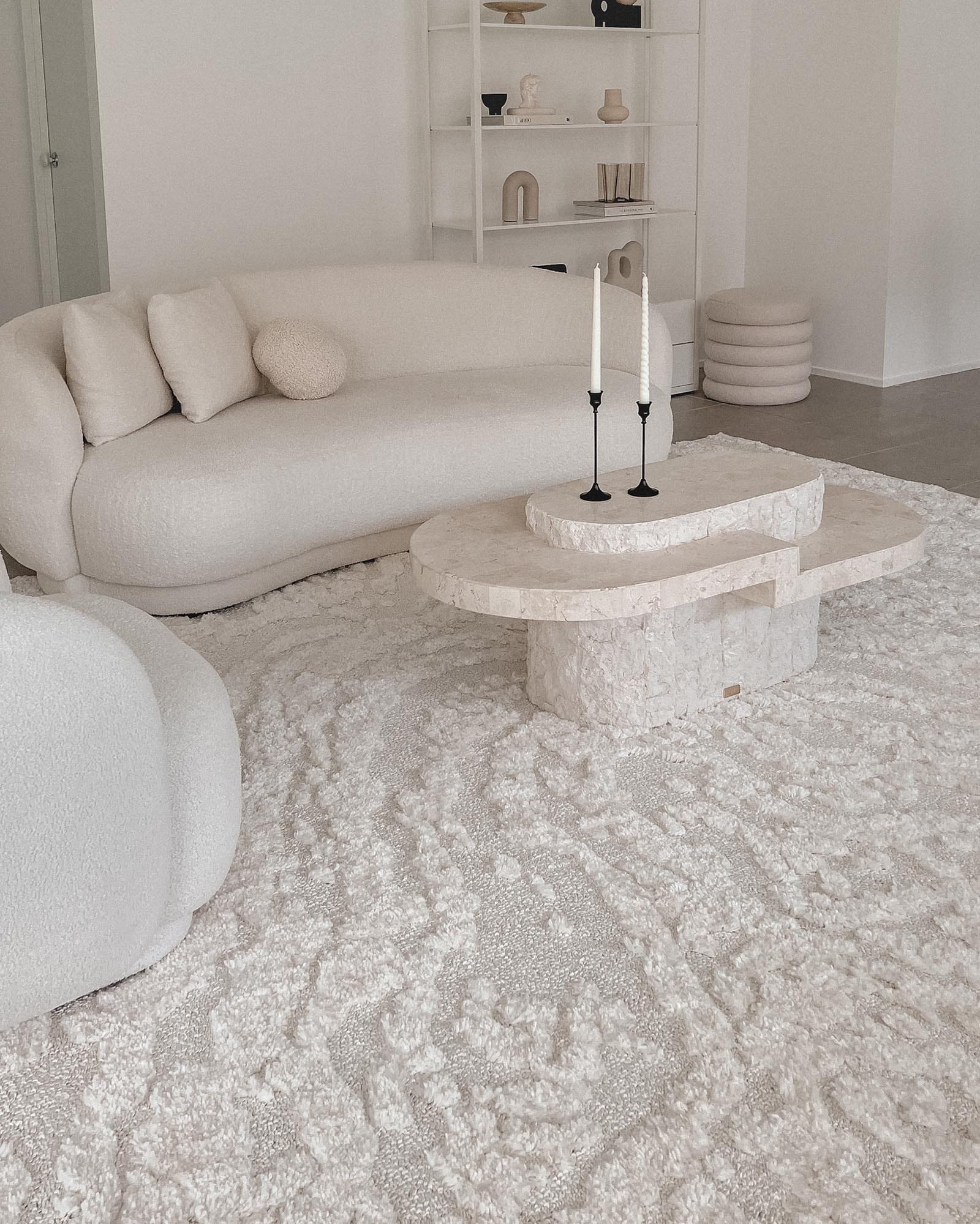 Aurora Ivory Cream Abstract Textured Rug - Image 2